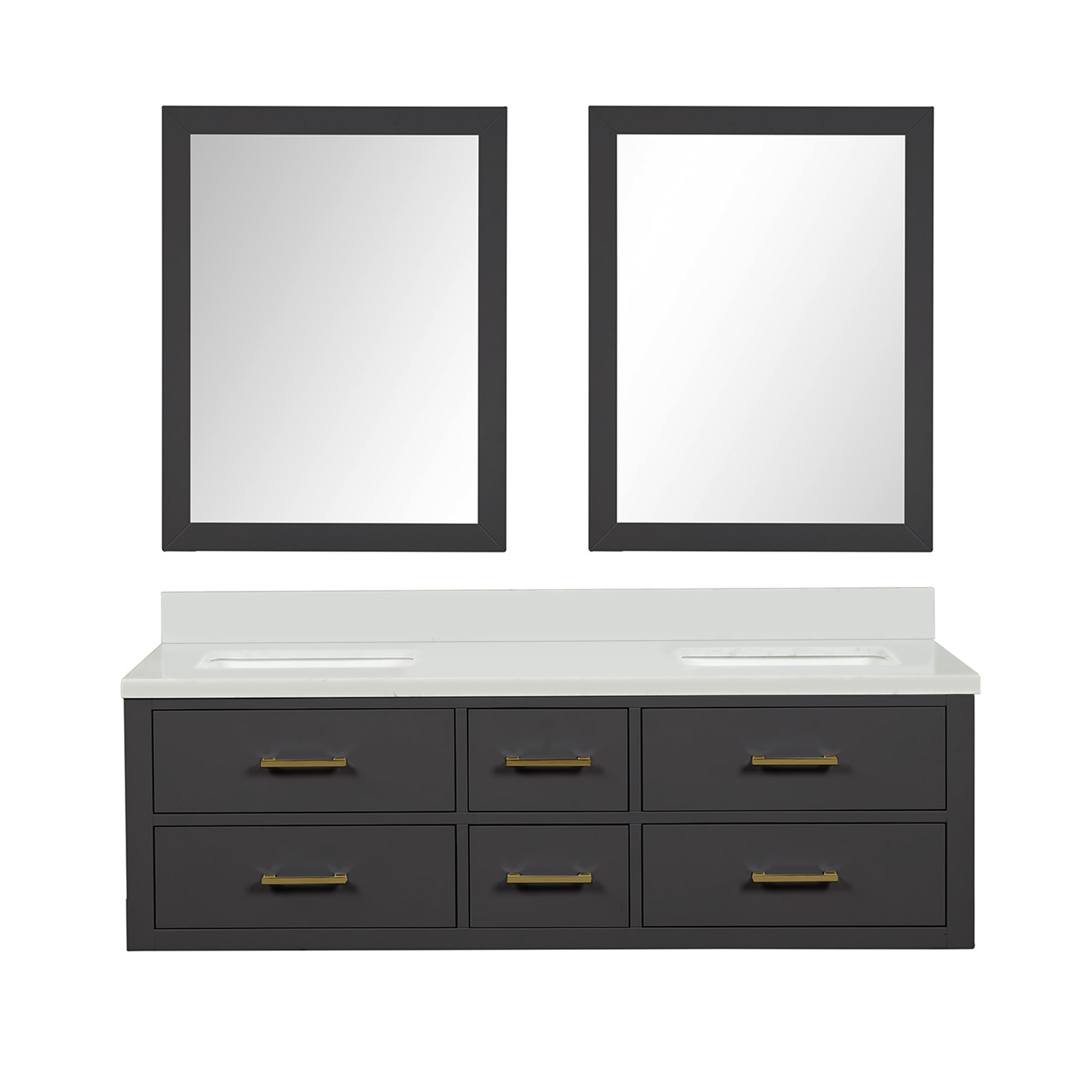 Castor 60 in W x 22 in D Black Double Bath Vanity