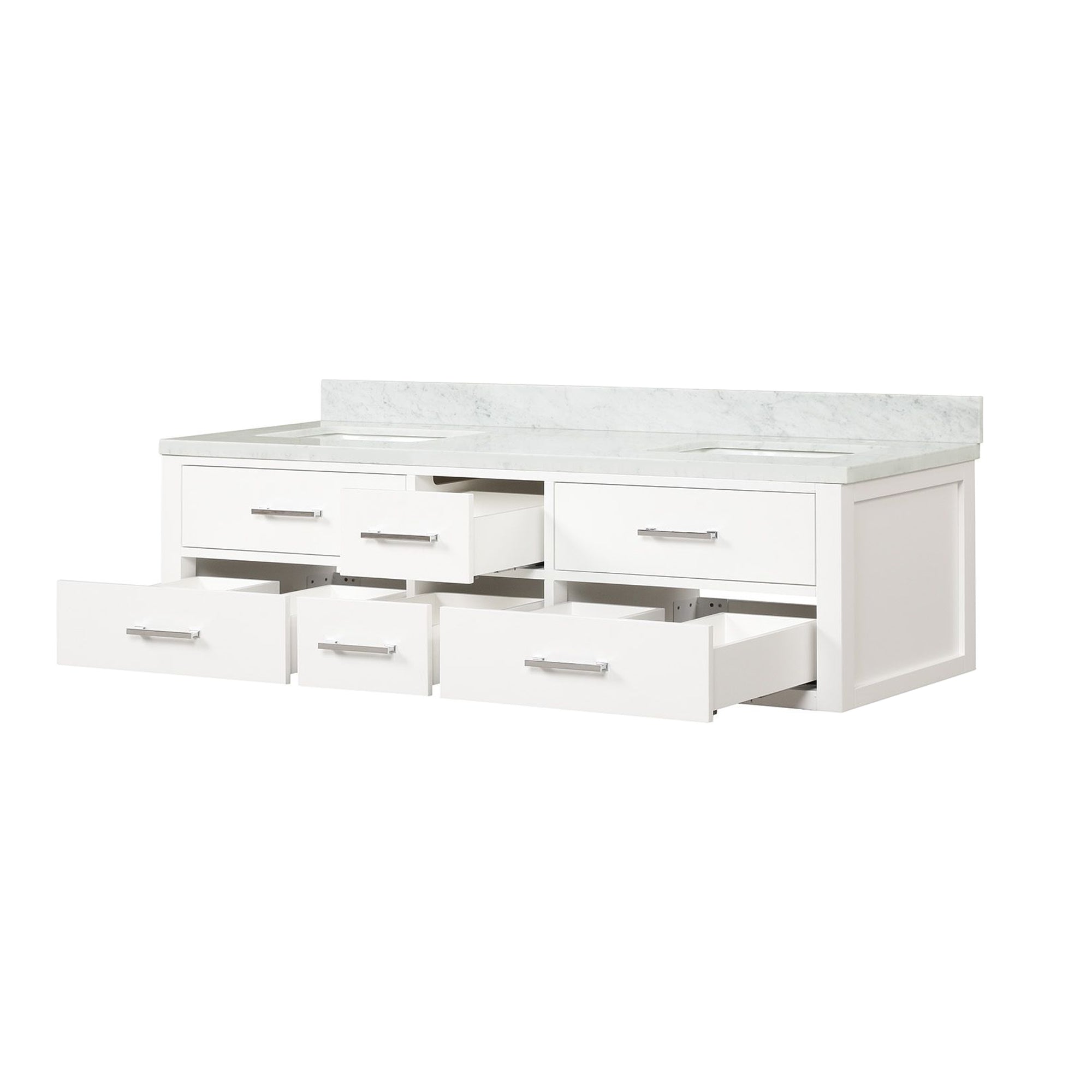 Castor 72 in W x 22 in D White Double Bath Vanity