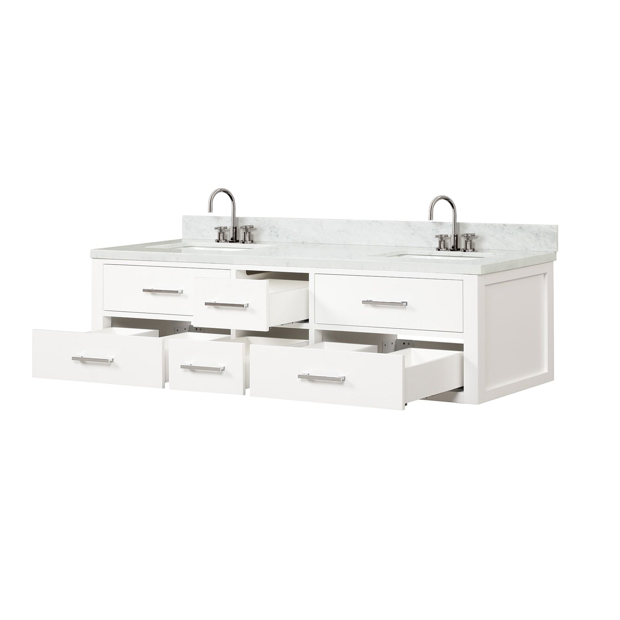 Castor 72 in W x 22 in D White Double Bath Vanity