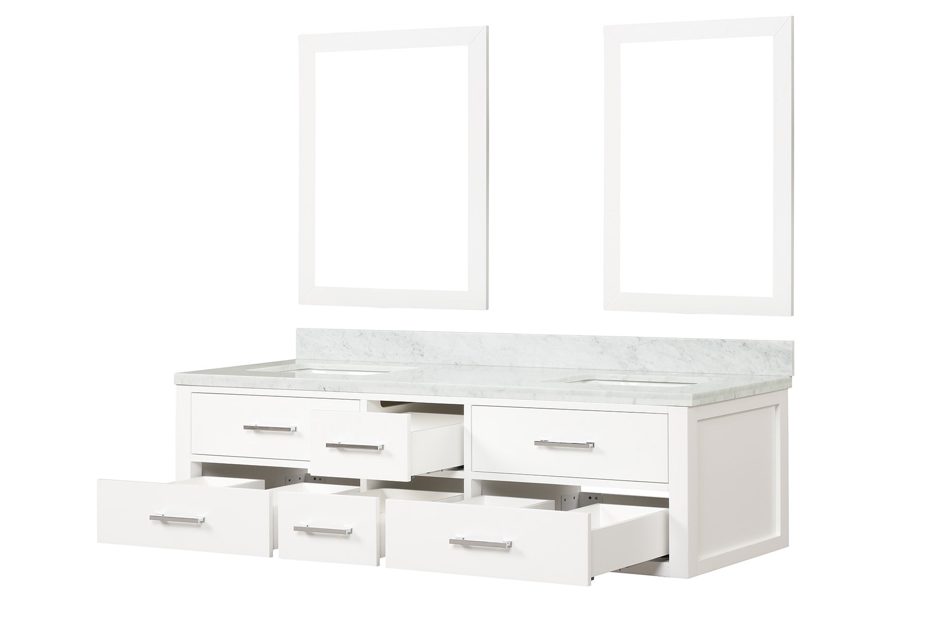 Castor 72 in W x 22 in D White Double Bath Vanity