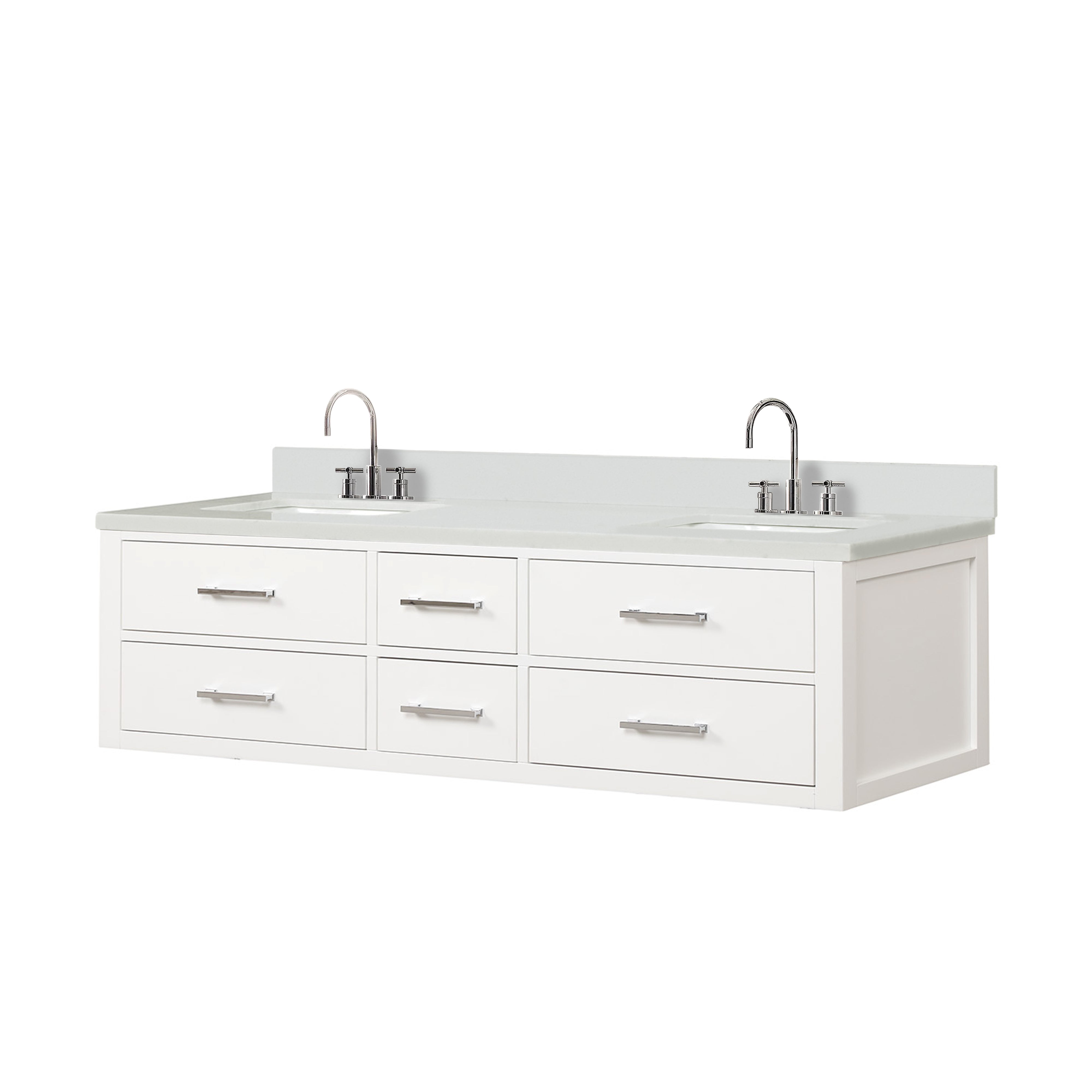 Castor 72 in W x 22 in D White Double Bath Vanity