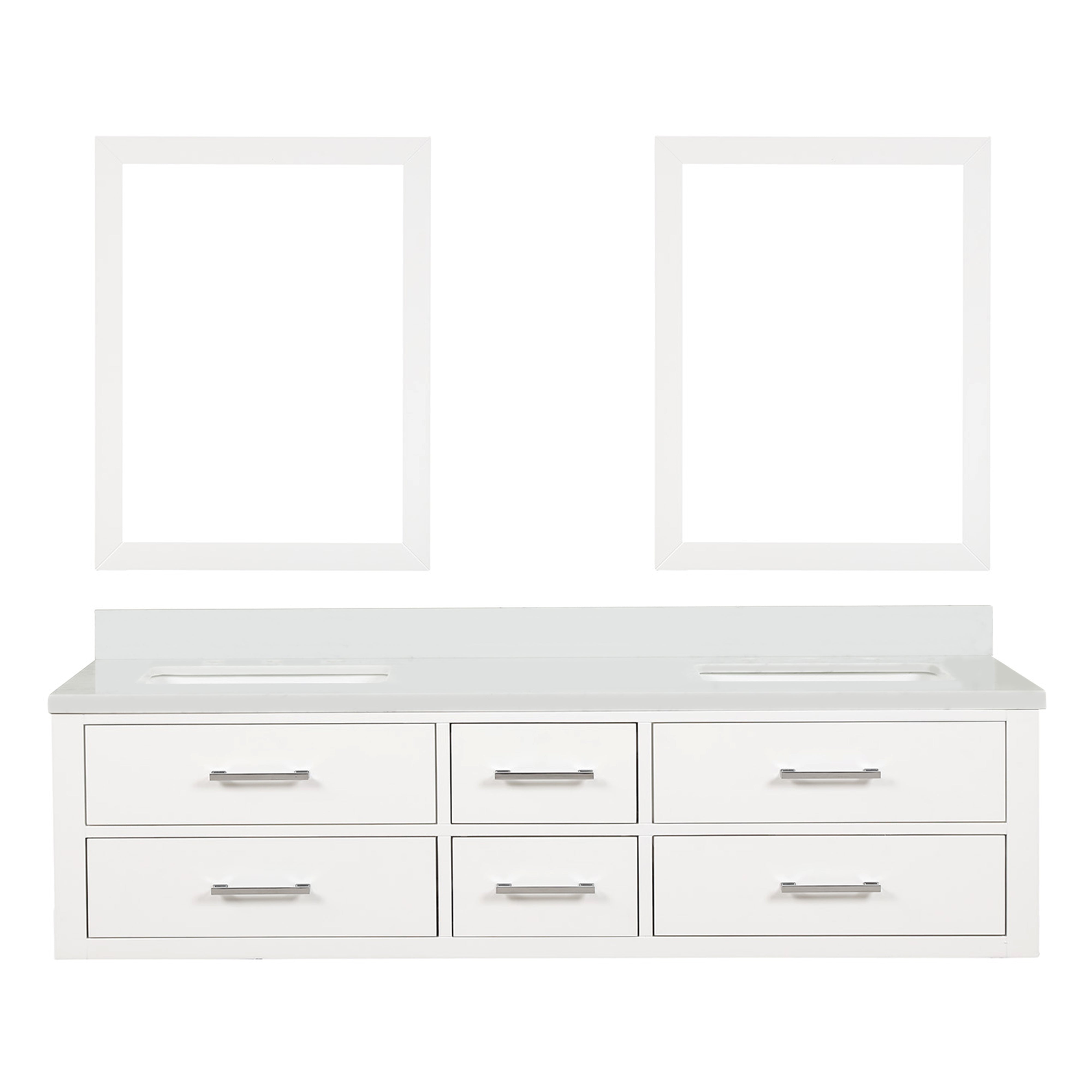 Castor 72 in W x 22 in D White Double Bath Vanity