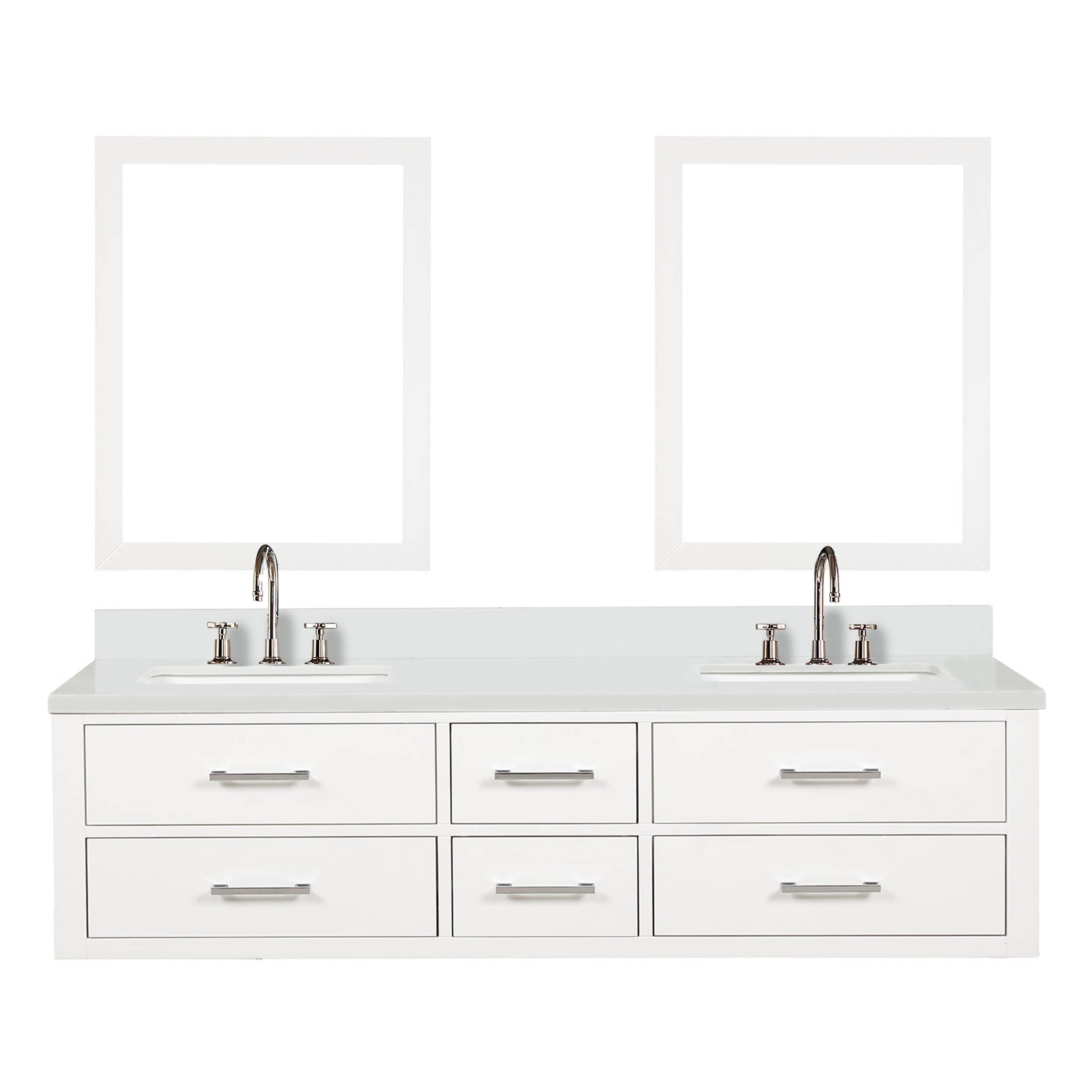 Castor 72 in W x 22 in D White Double Bath Vanity