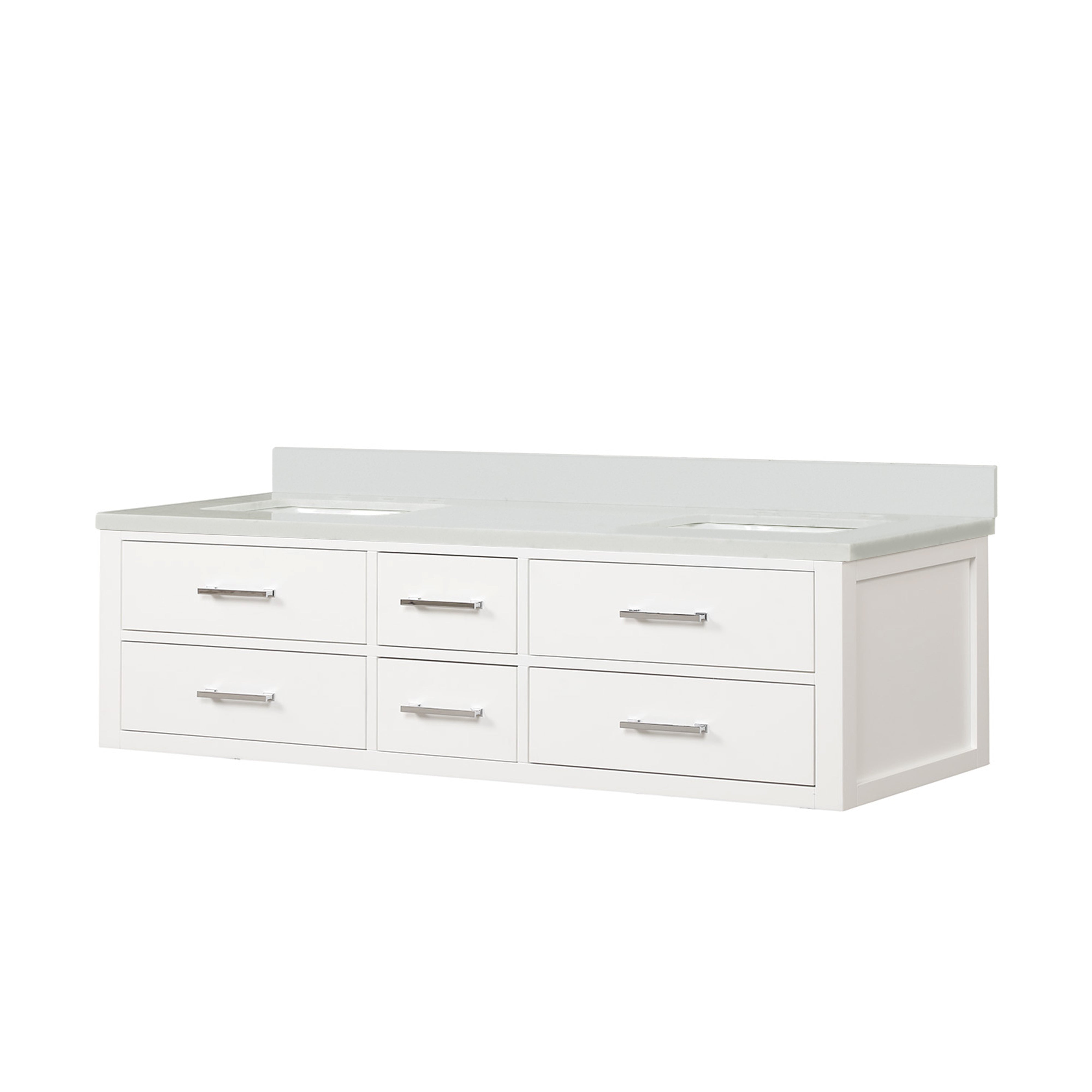 Castor 72 in W x 22 in D White Double Bath Vanity