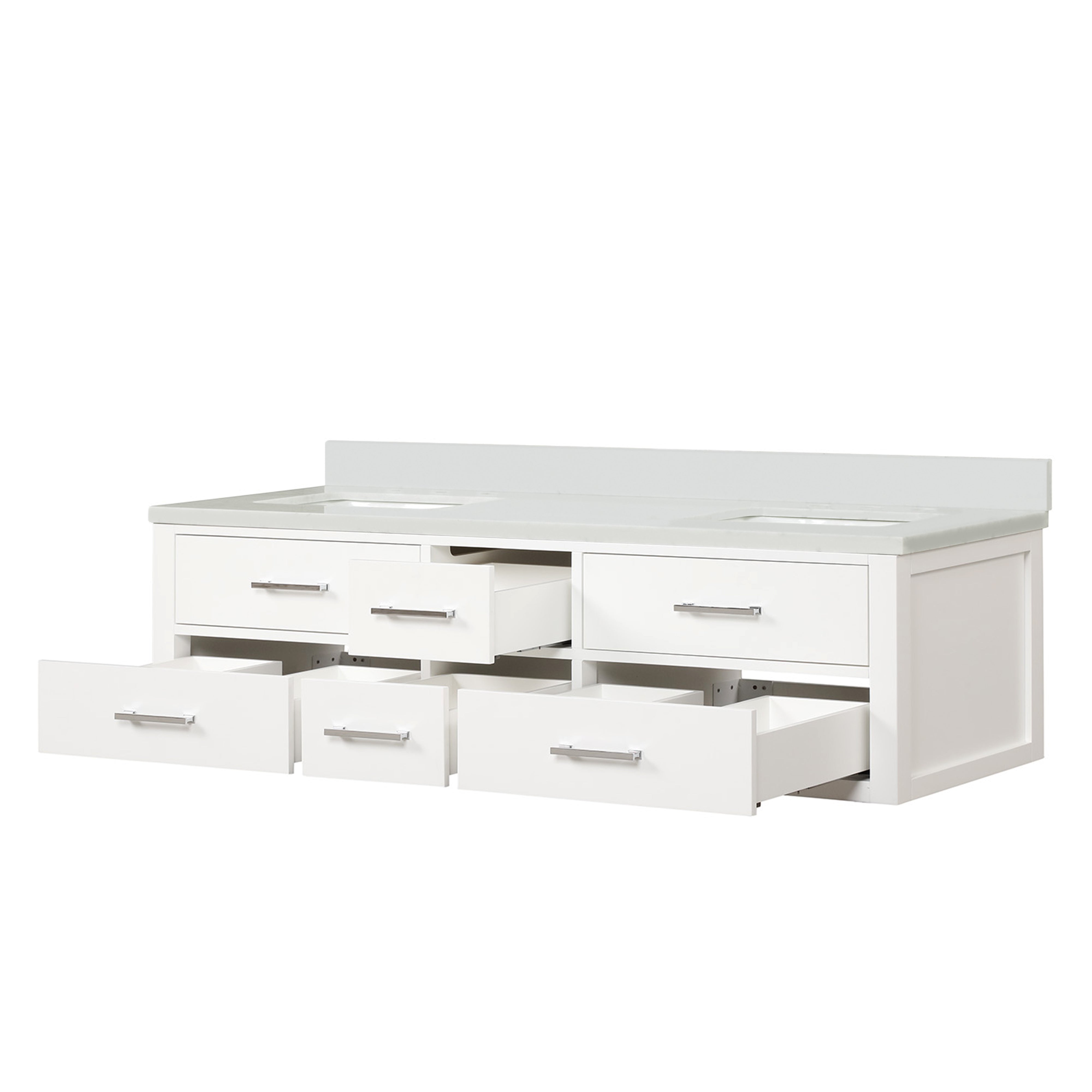 Castor 72 in W x 22 in D White Double Bath Vanity