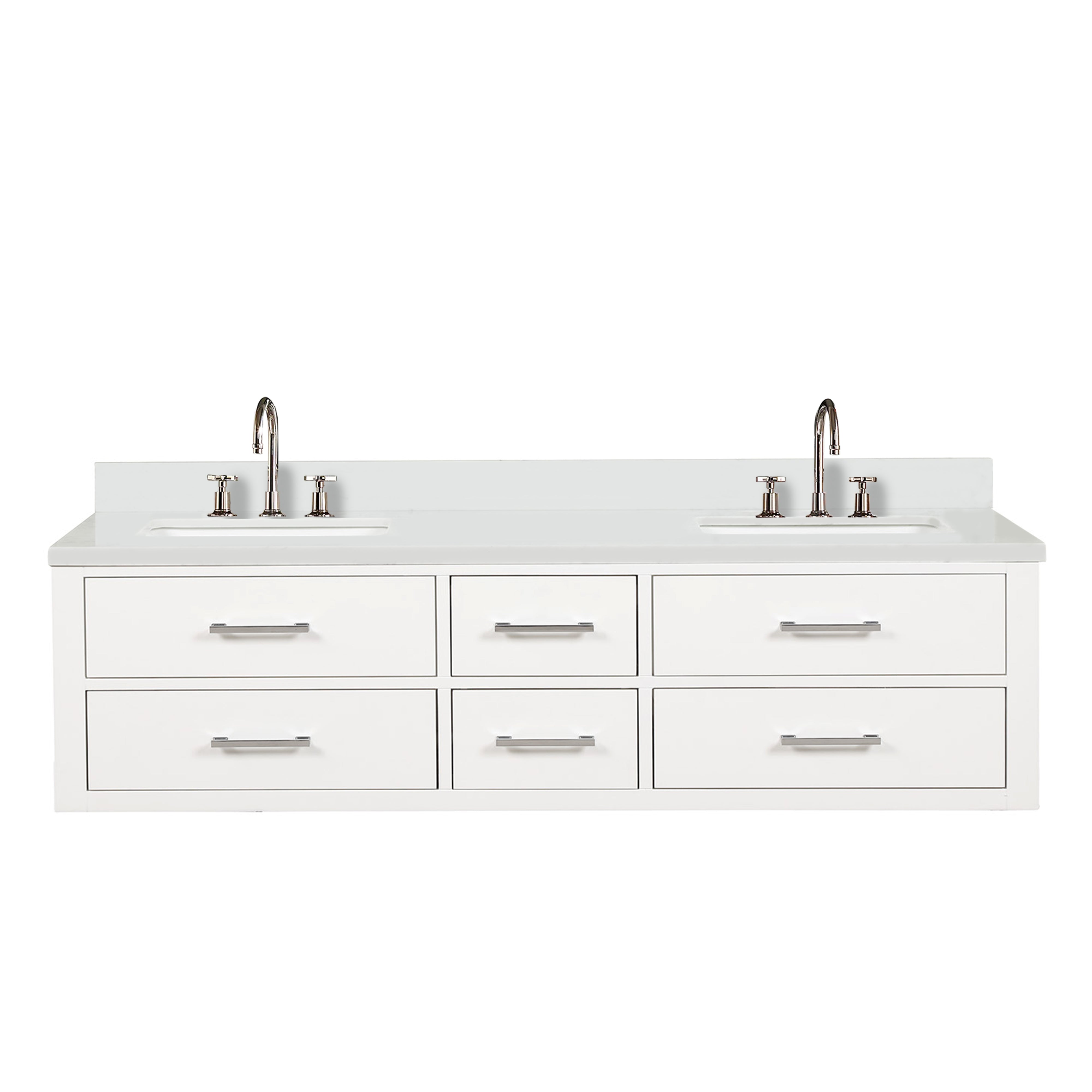 Castor 72 in W x 22 in D White Double Bath Vanity