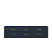 Castor 72 in W x 22 in D Blue Double Bath Vanity