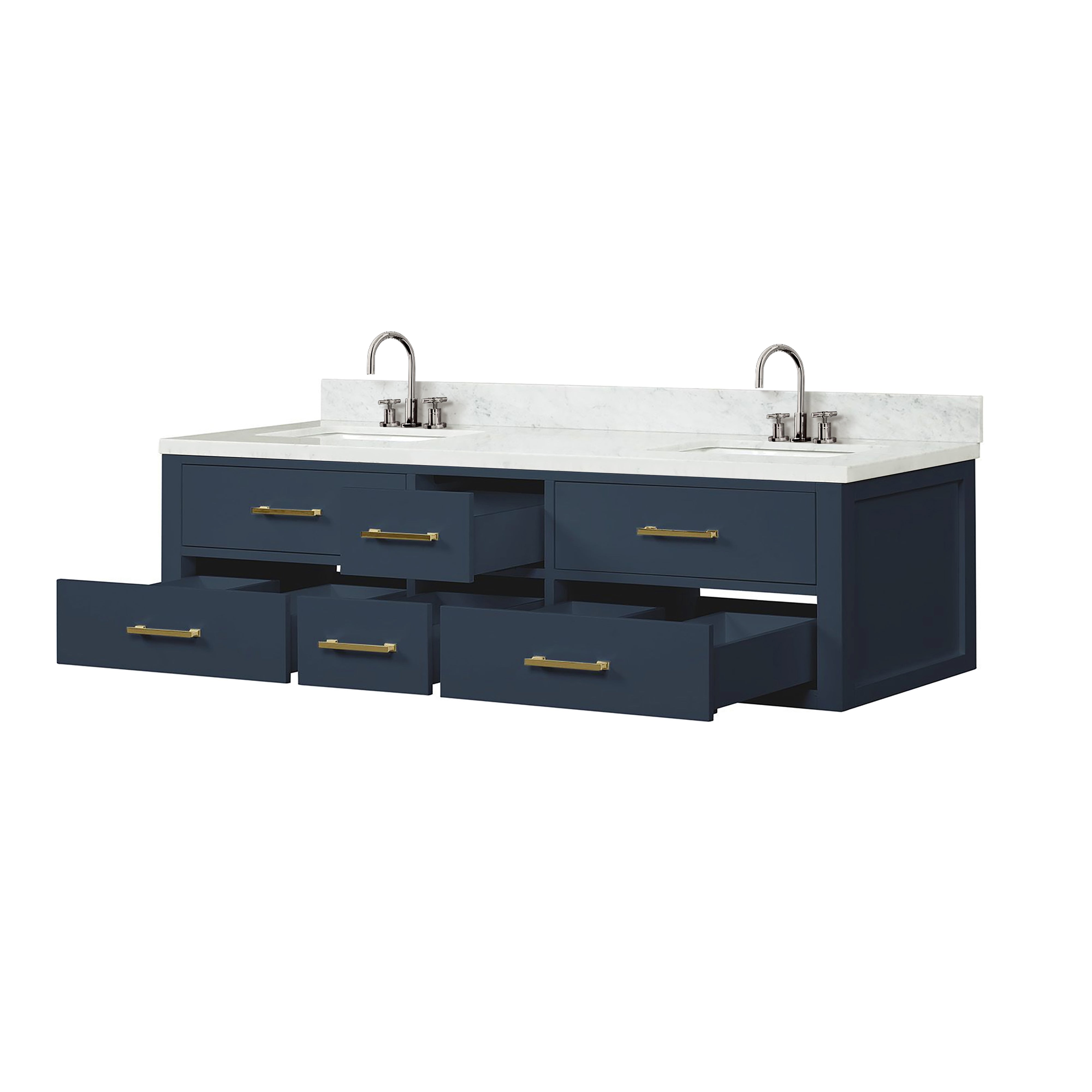 Castor 72 in W x 22 in D Blue Double Bath Vanity