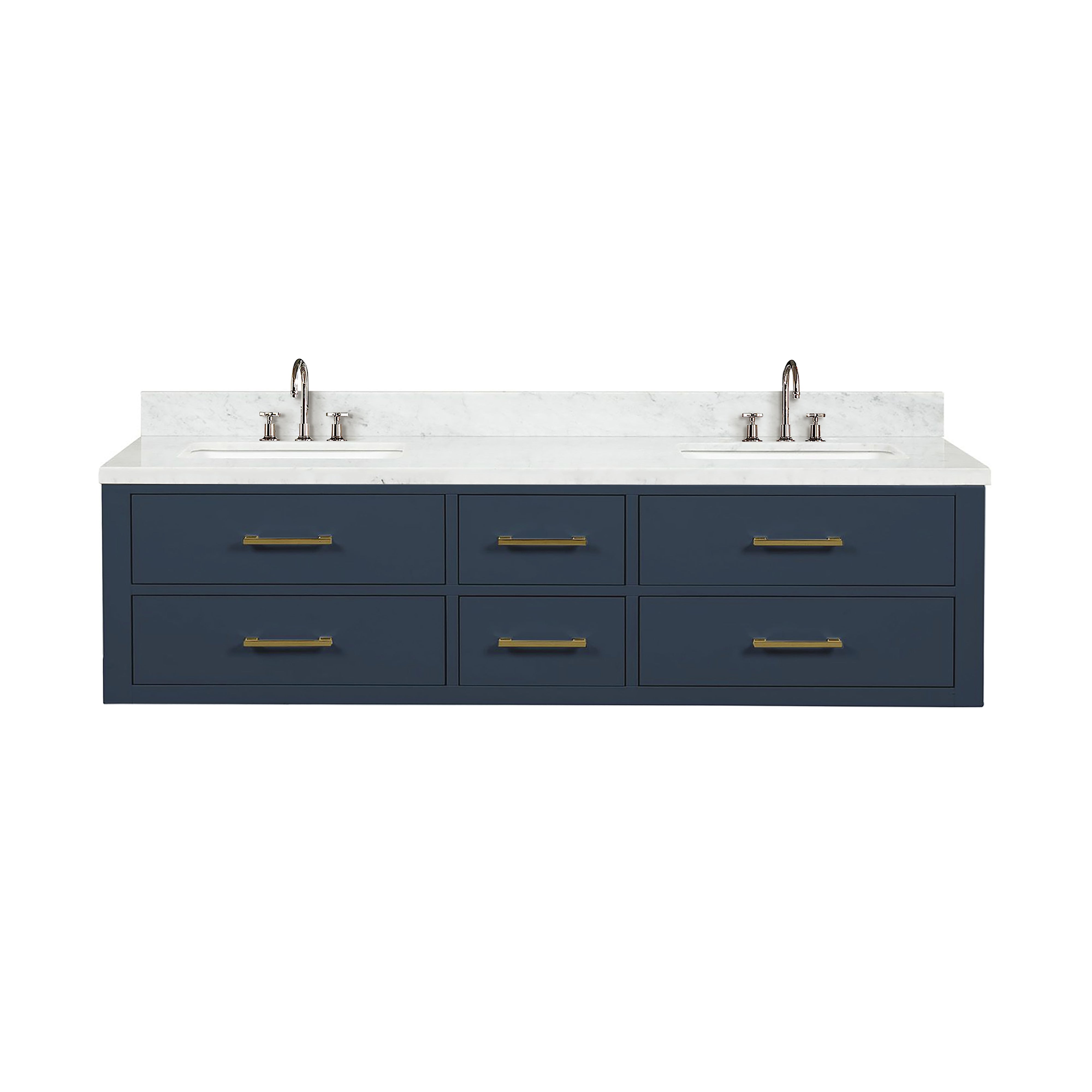 Castor 72 in W x 22 in D Blue Double Bath Vanity