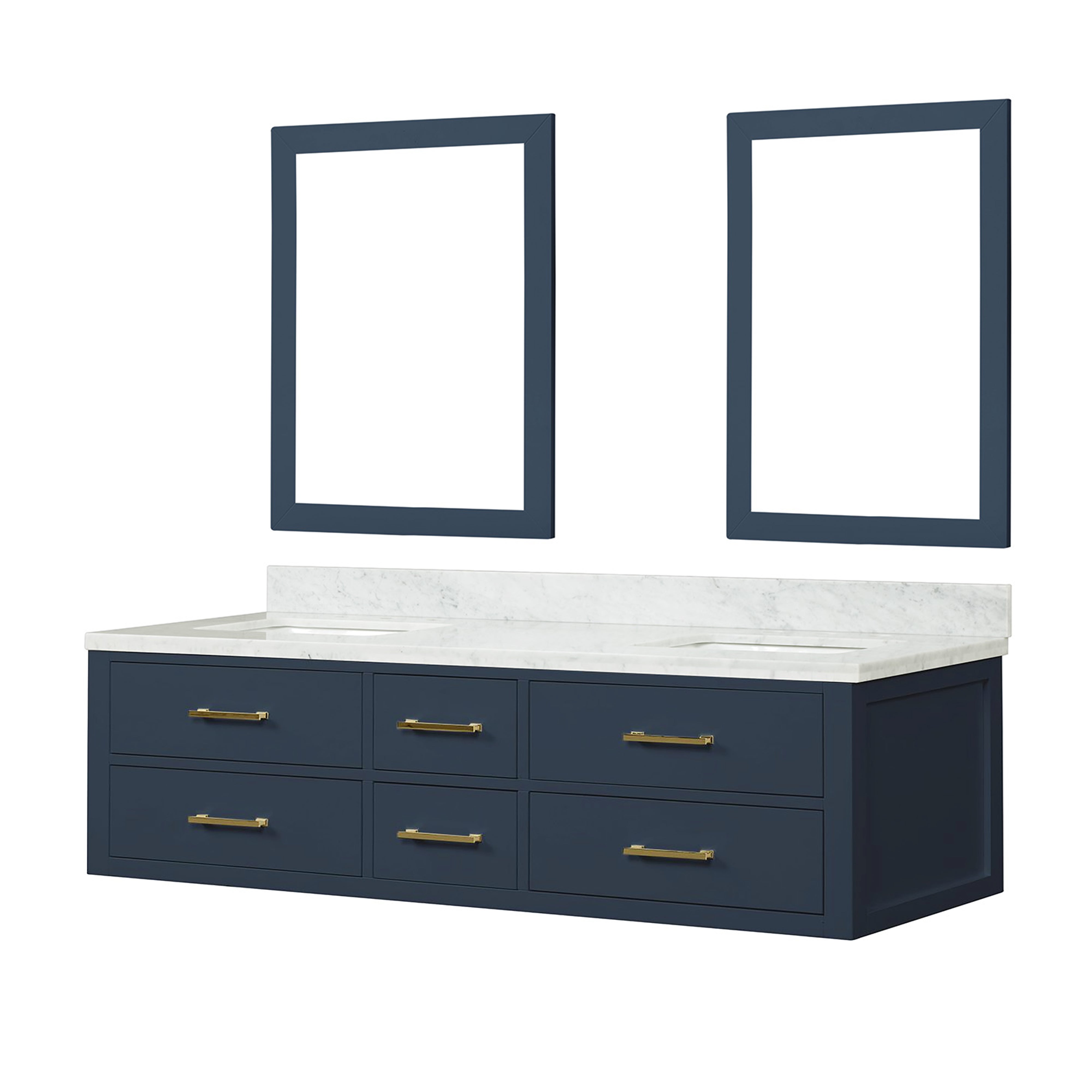 Castor 72 in W x 22 in D Blue Double Bath Vanity