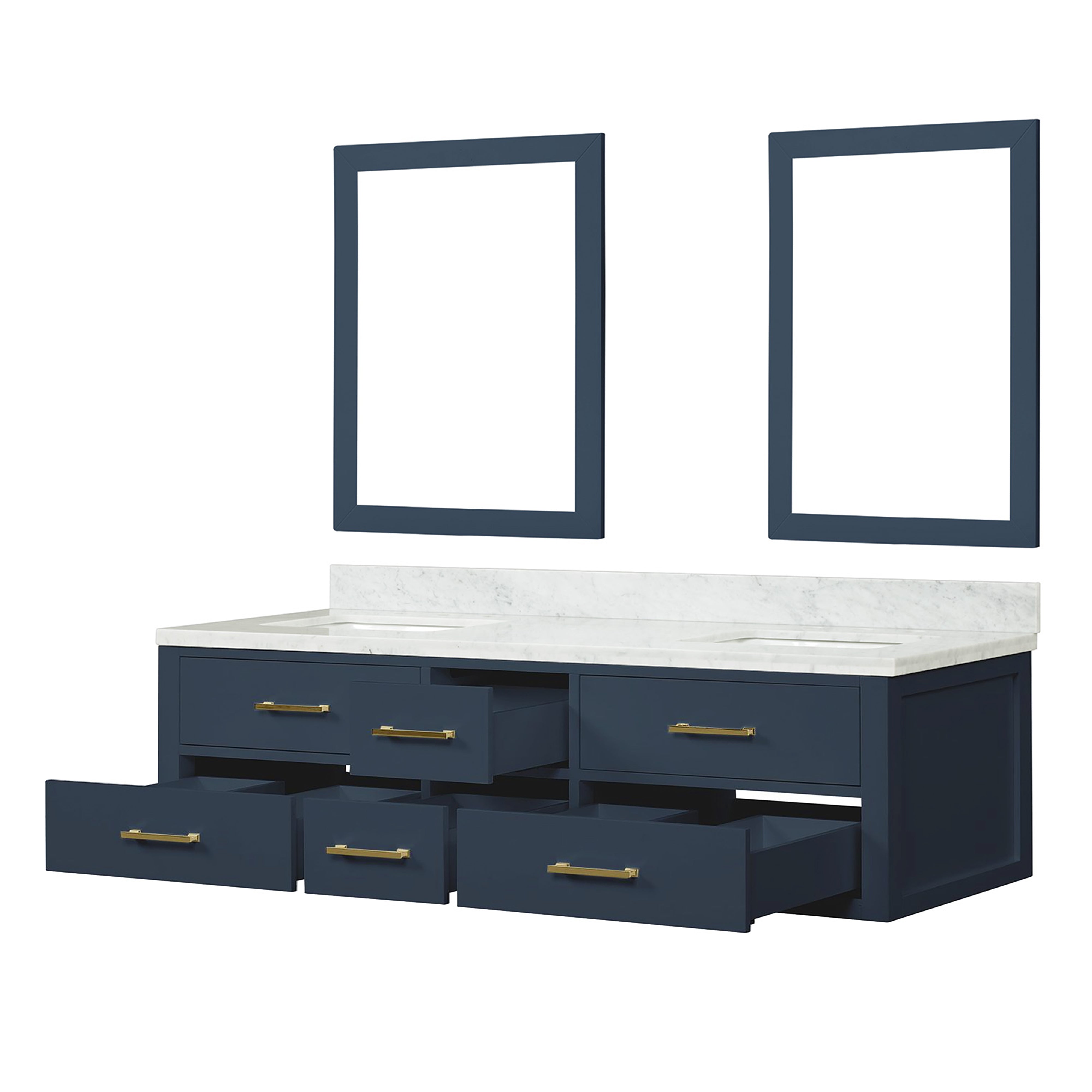 Castor 72 in W x 22 in D Blue Double Bath Vanity