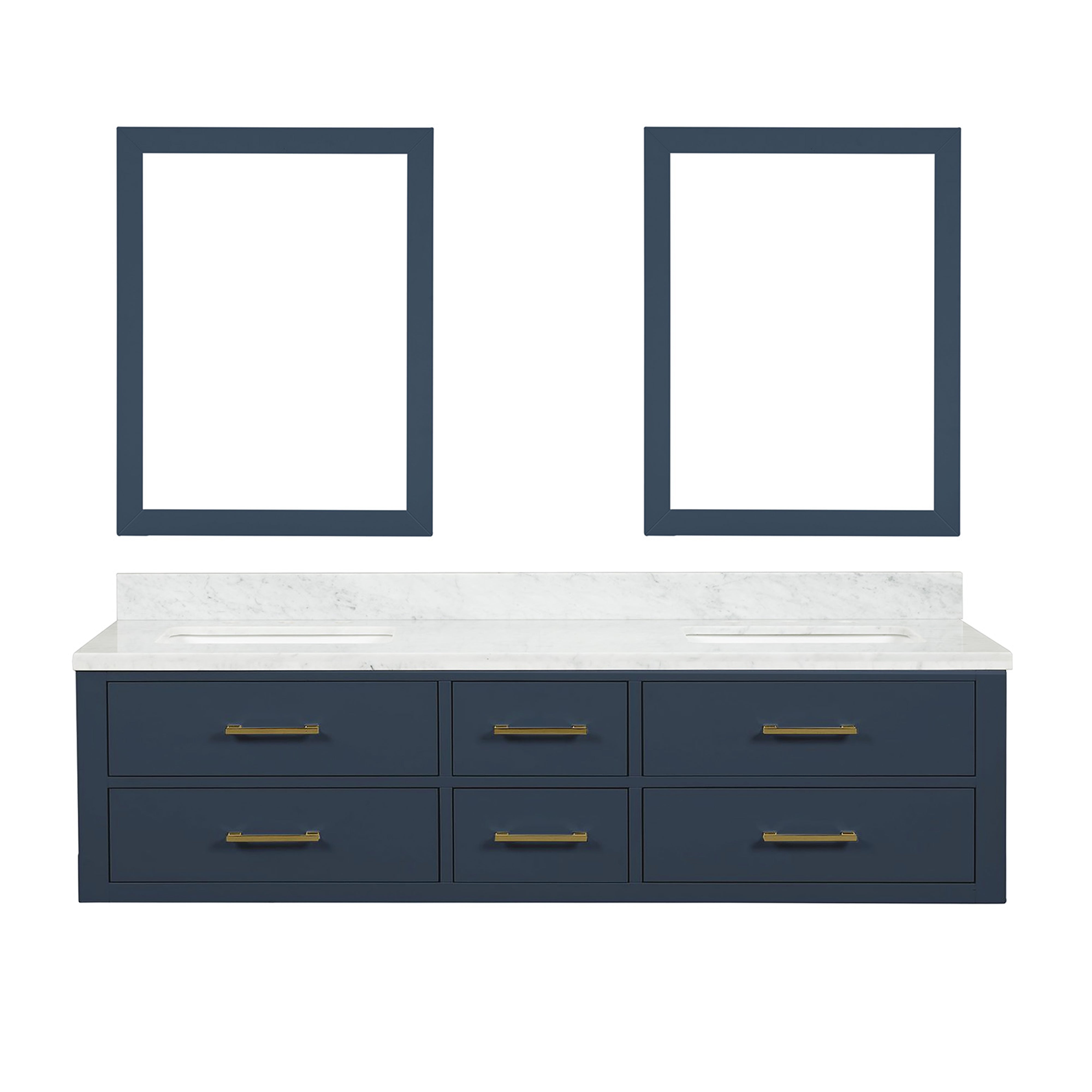 Castor 72 in W x 22 in D Blue Double Bath Vanity