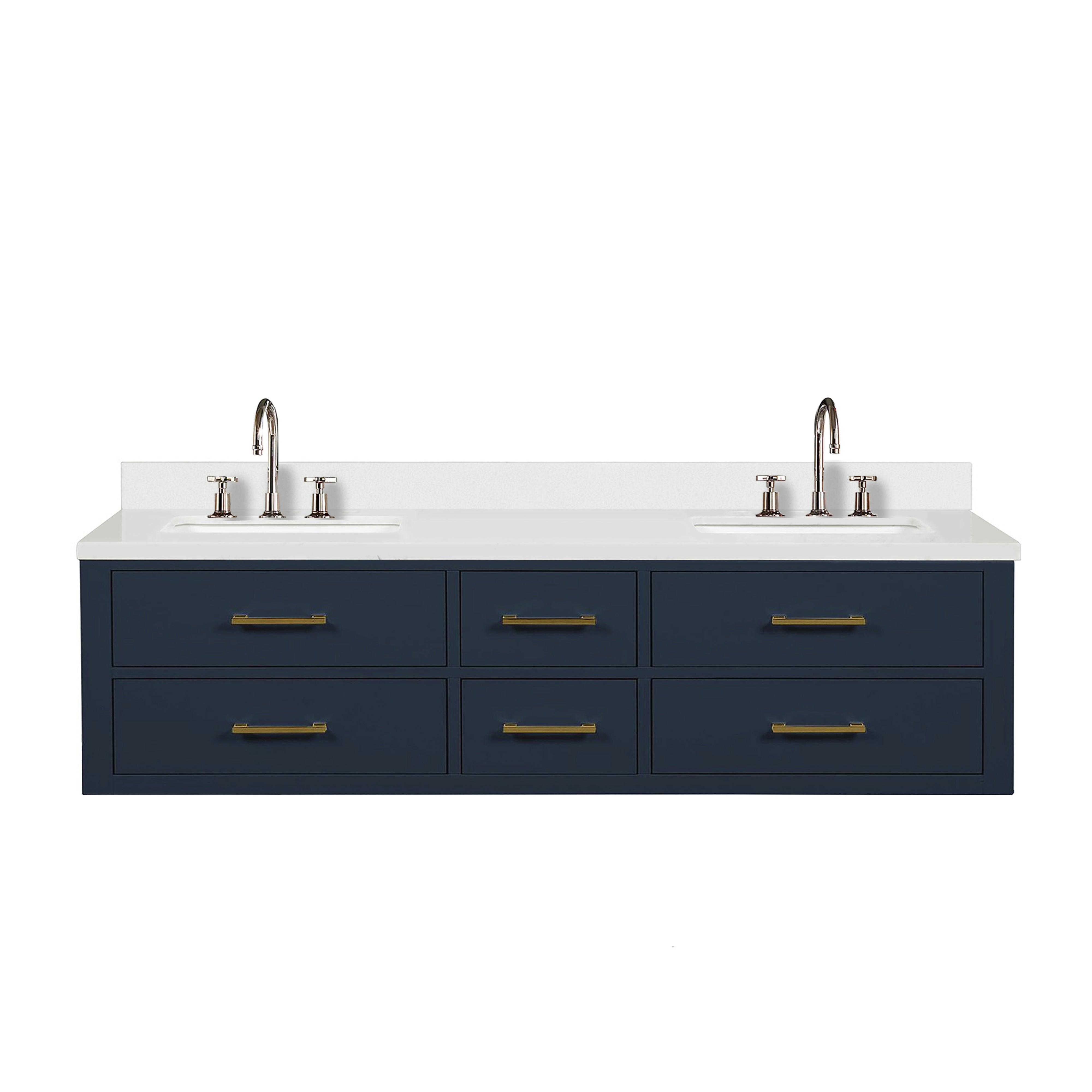 Castor 72 in W x 22 in D Blue Double Bath Vanity