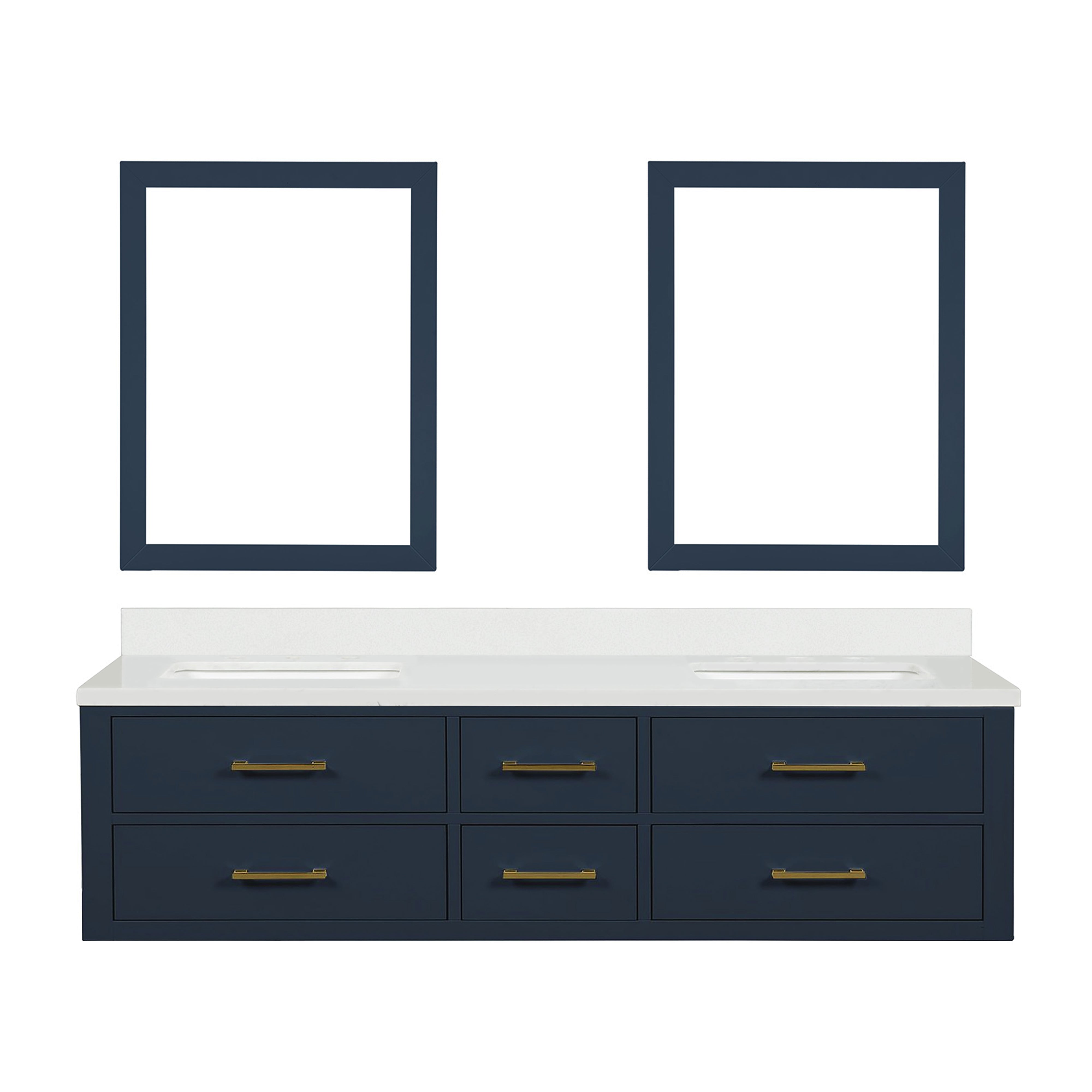 Castor 72 in W x 22 in D Blue Double Bath Vanity