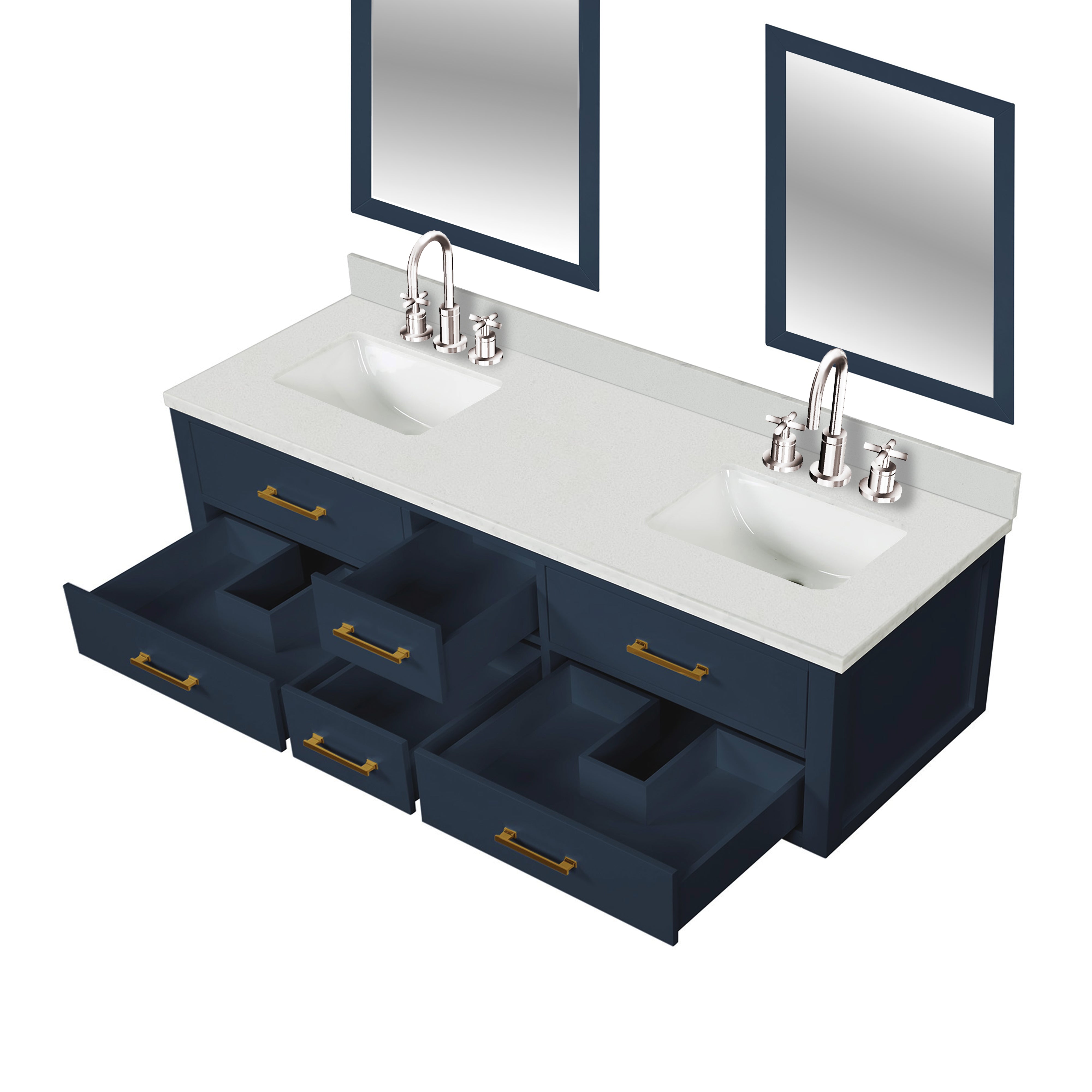 Castor 72 in W x 22 in D Blue Double Bath Vanity