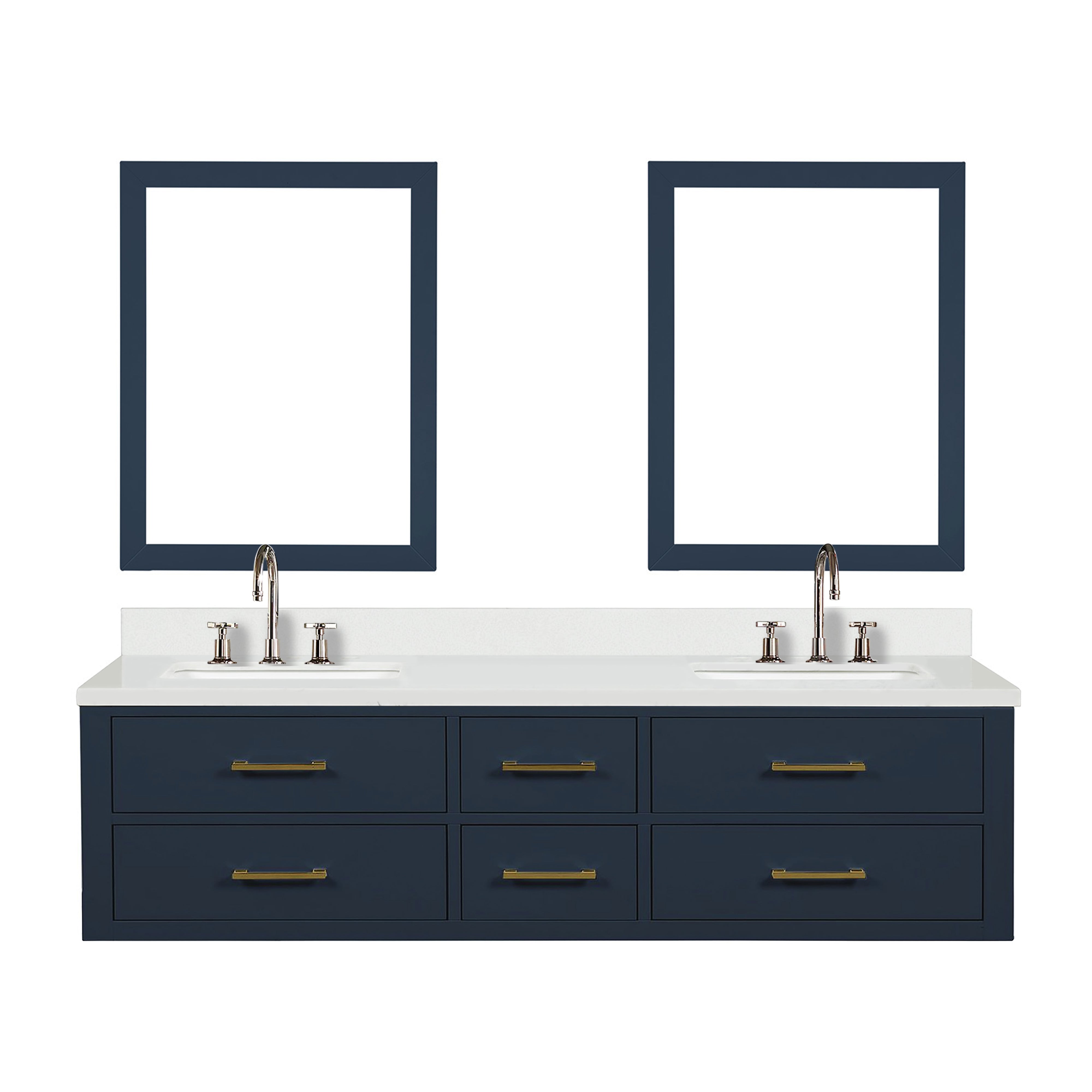 Castor 72 in W x 22 in D Blue Double Bath Vanity