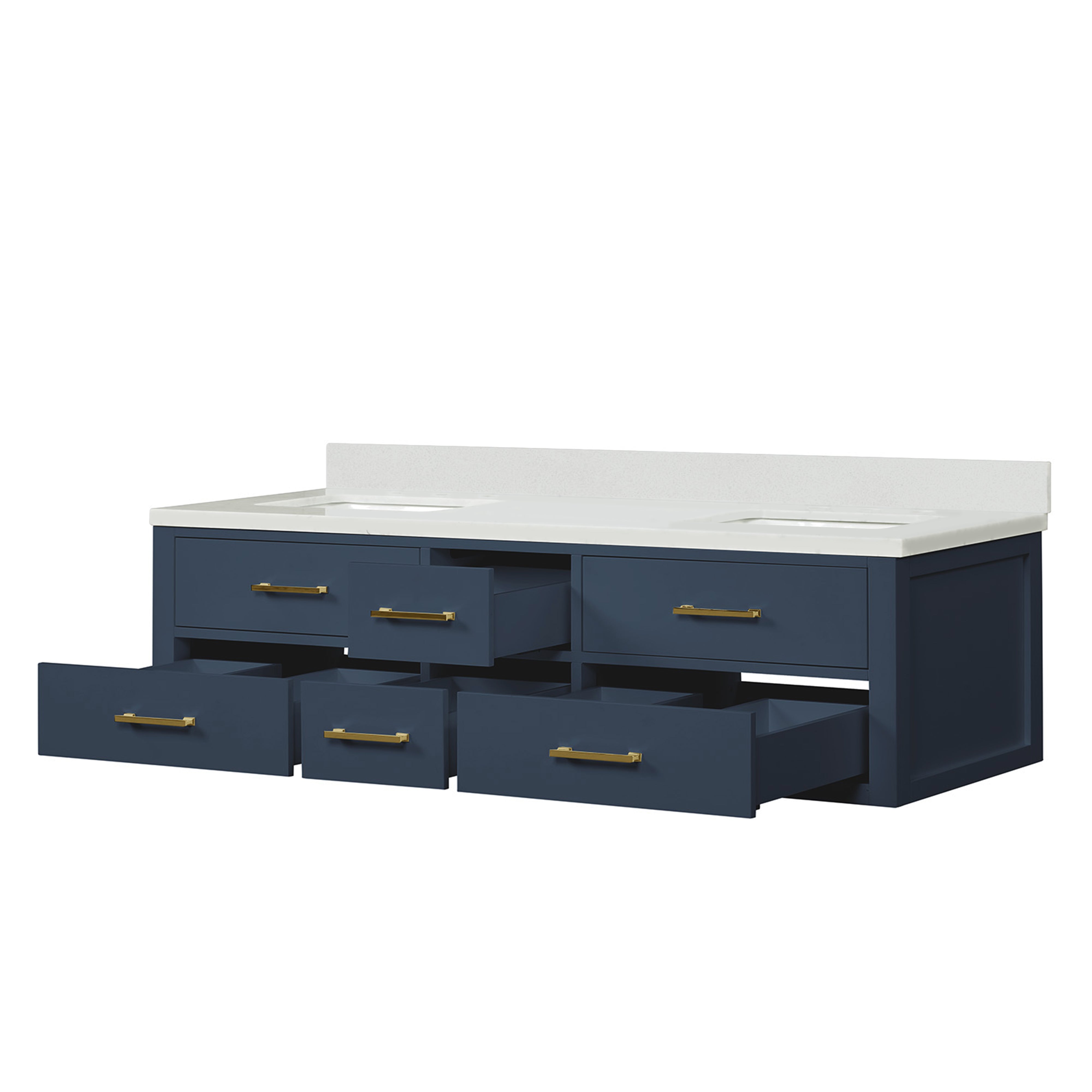 Castor 72 in W x 22 in D Blue Double Bath Vanity