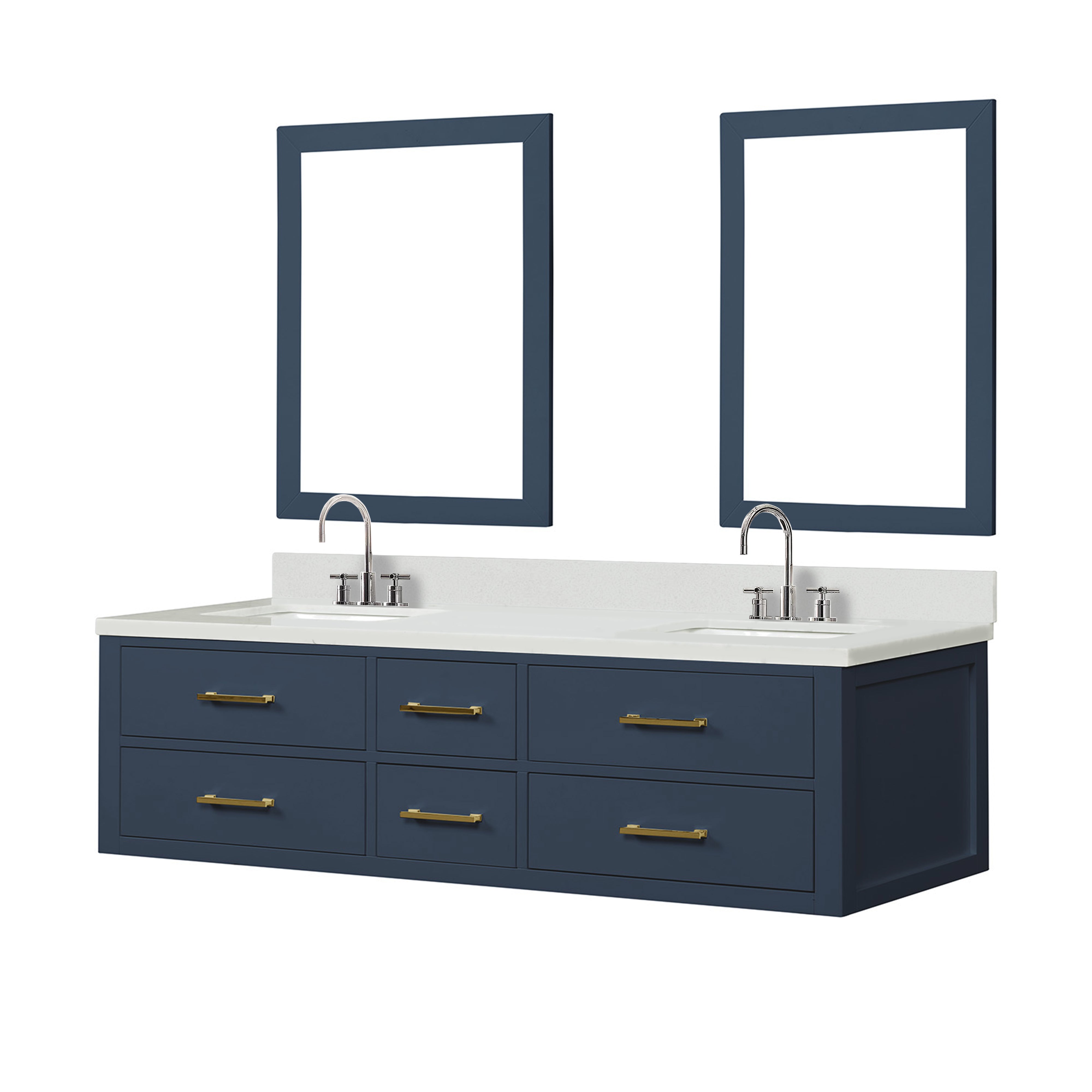 Castor 72 in W x 22 in D Blue Double Bath Vanity