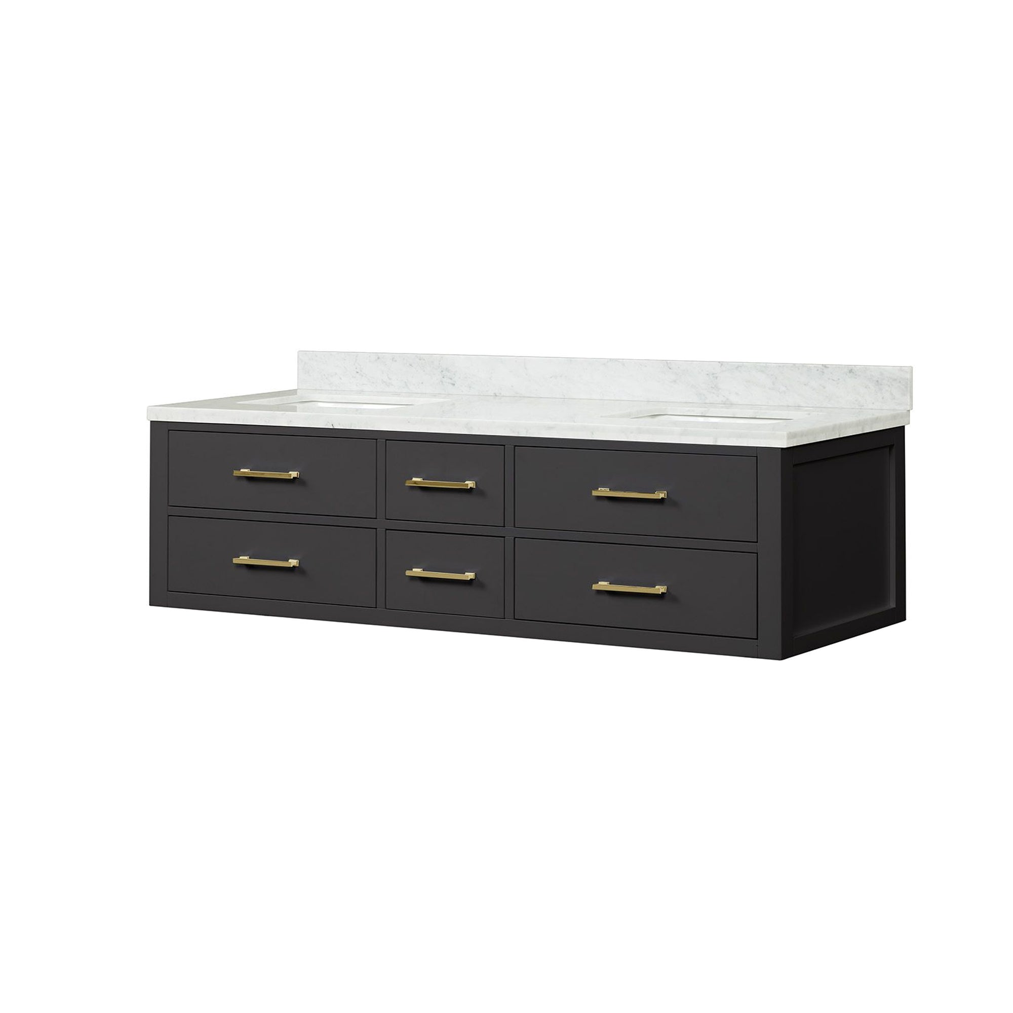Castor 72 in W x 22 in D Black Double Bath Vanity