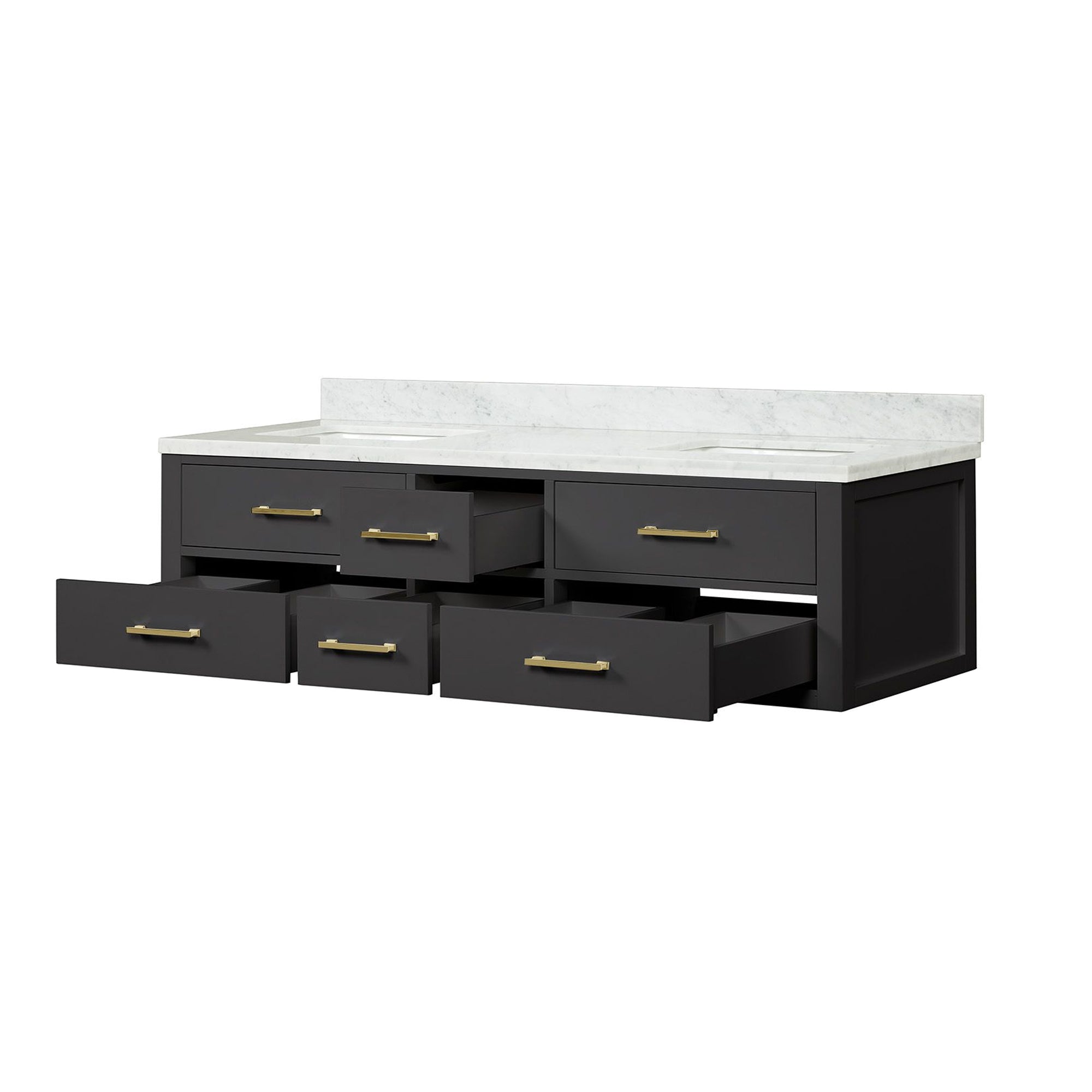 Castor 72 in W x 22 in D Black Double Bath Vanity