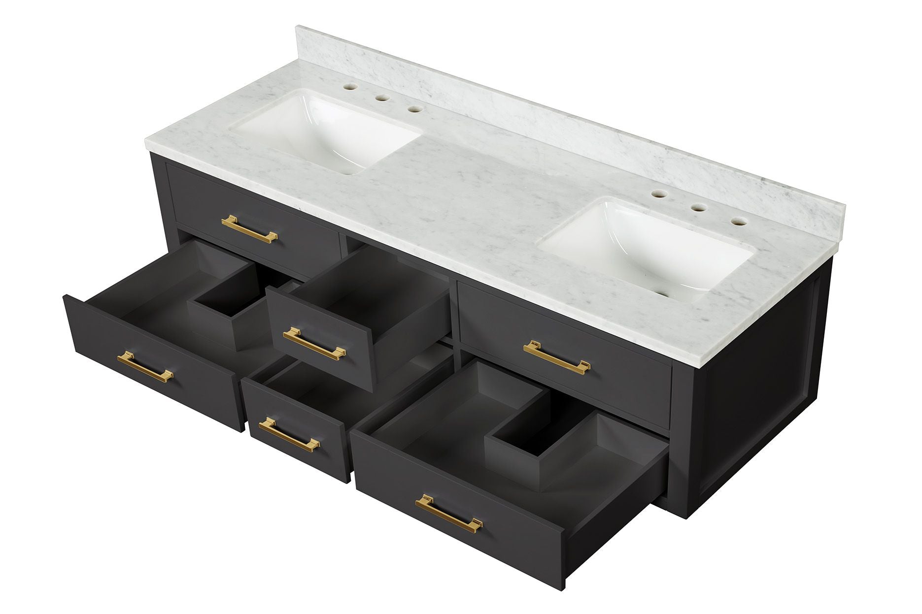 Castor 72 in W x 22 in D Black Double Bath Vanity