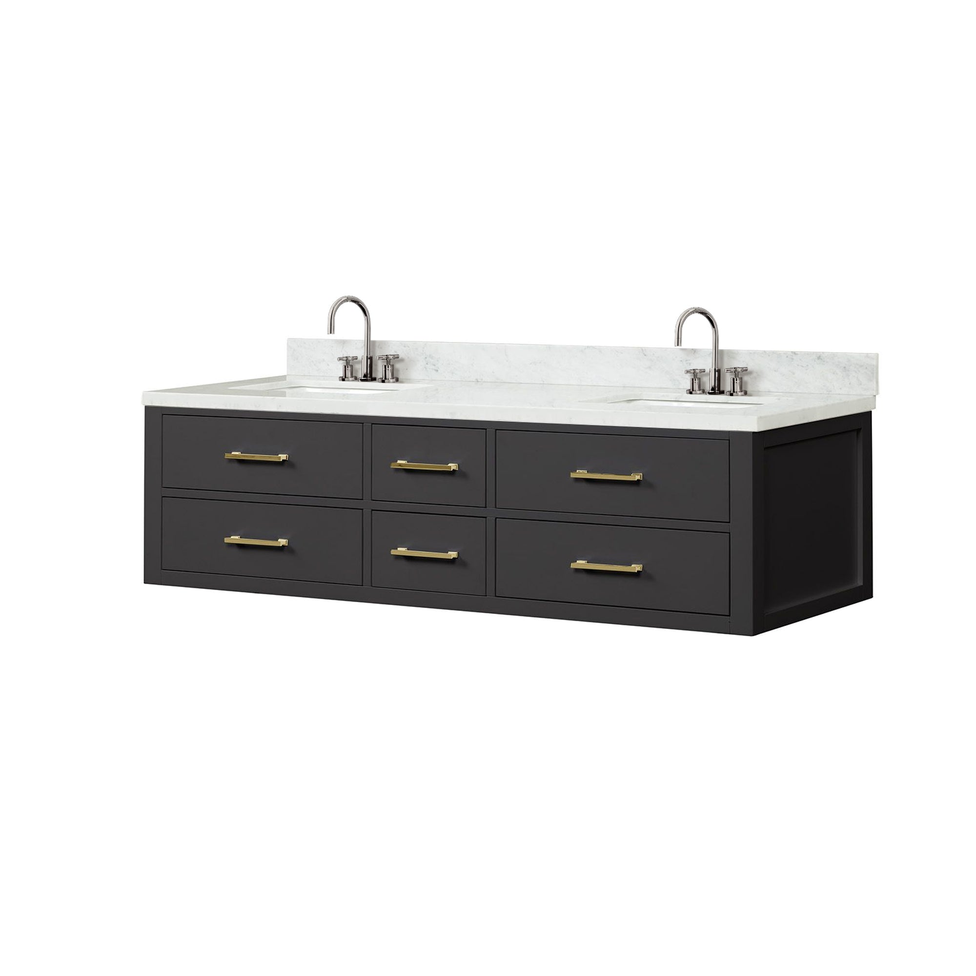 Castor 72 in W x 22 in D Black Double Bath Vanity