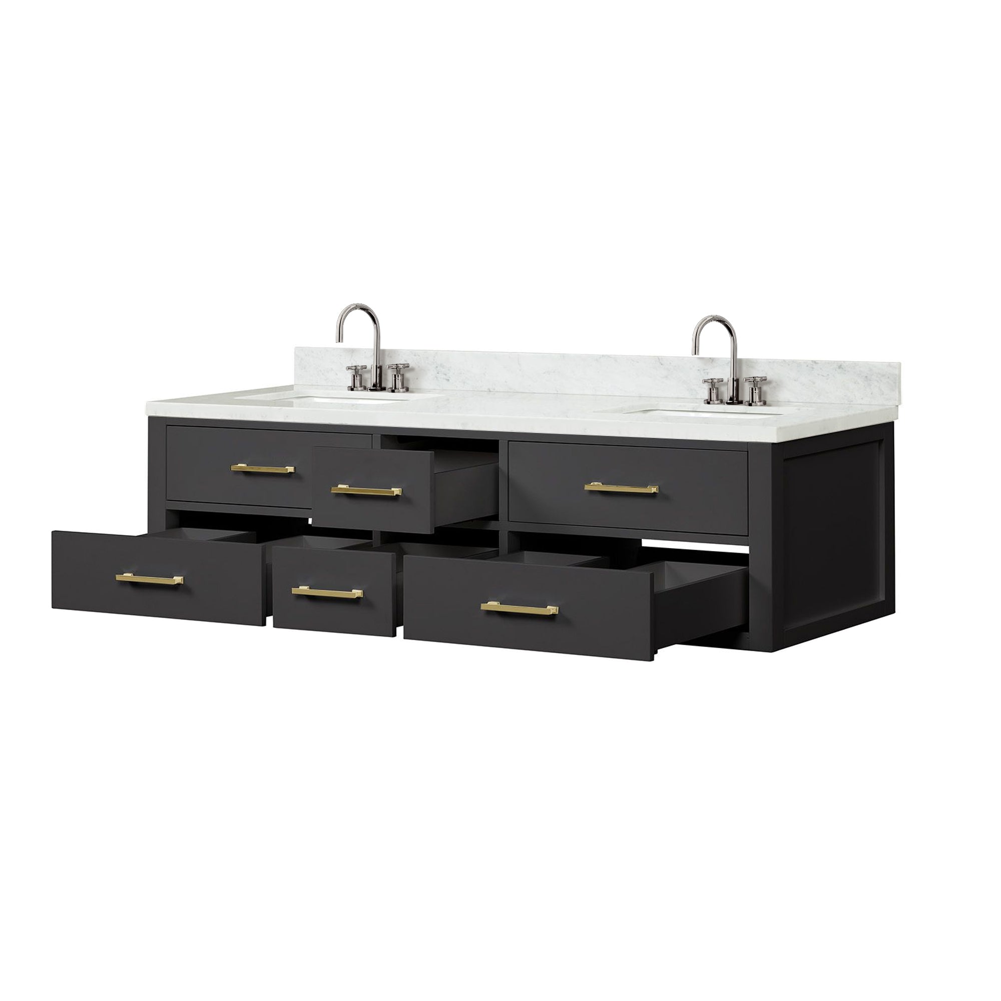 Castor 72 in W x 22 in D Black Double Bath Vanity