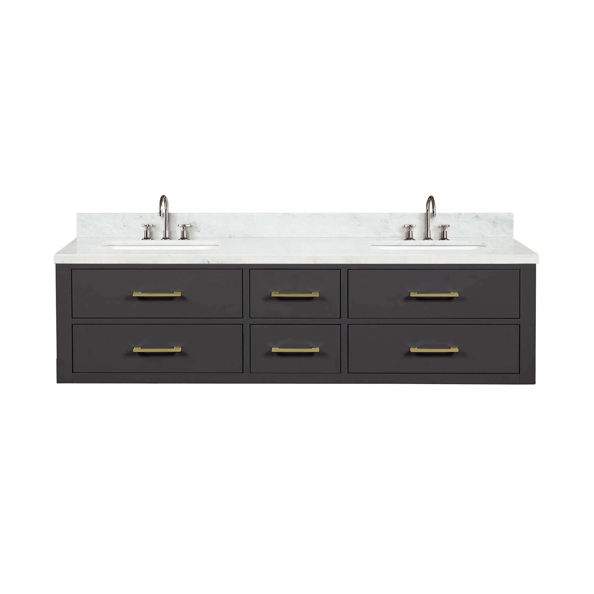 Castor 72 in W x 22 in D Black Double Bath Vanity