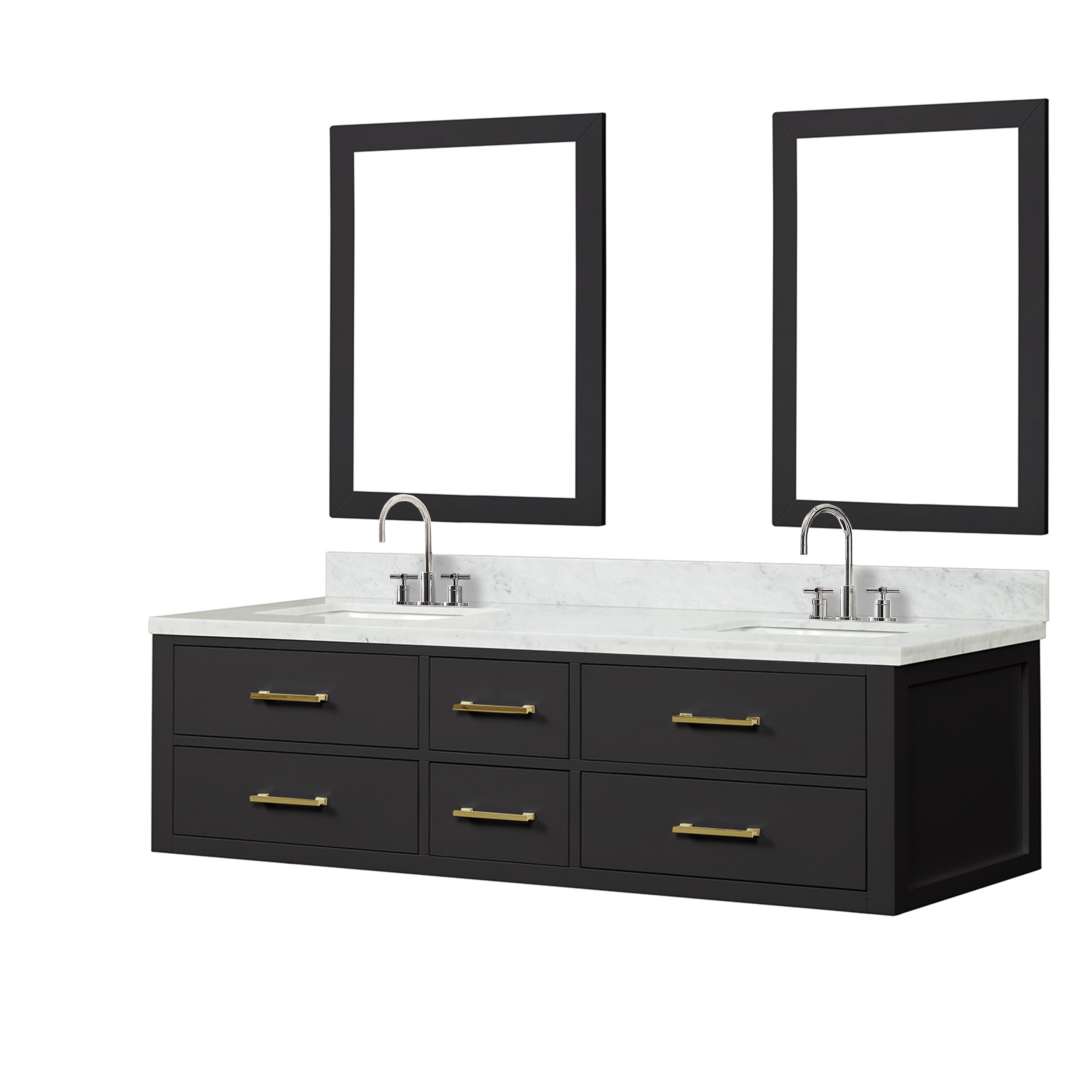 Castor 72 in W x 22 in D Black Double Bath Vanity