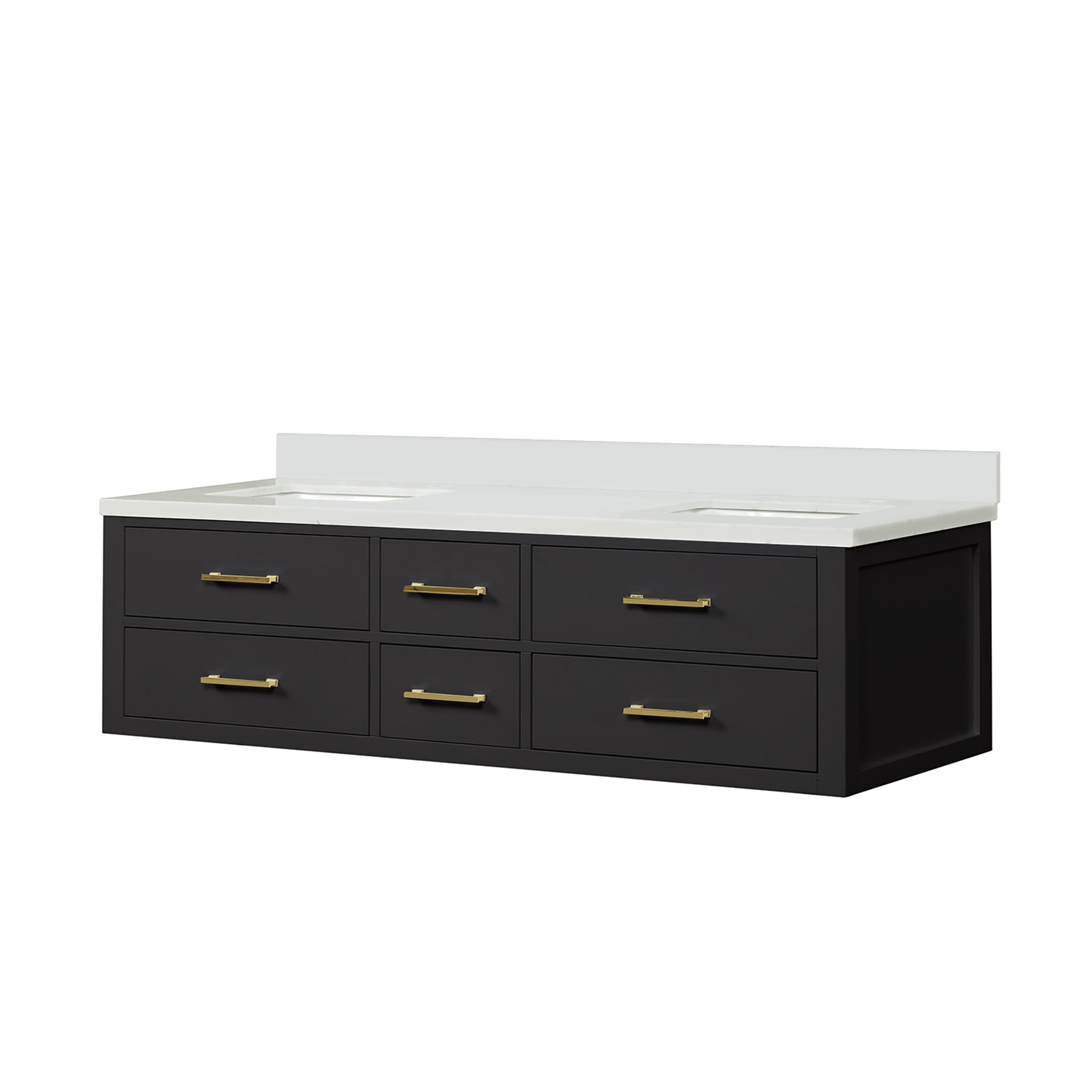 Castor 72 in W x 22 in D Black Double Bath Vanity