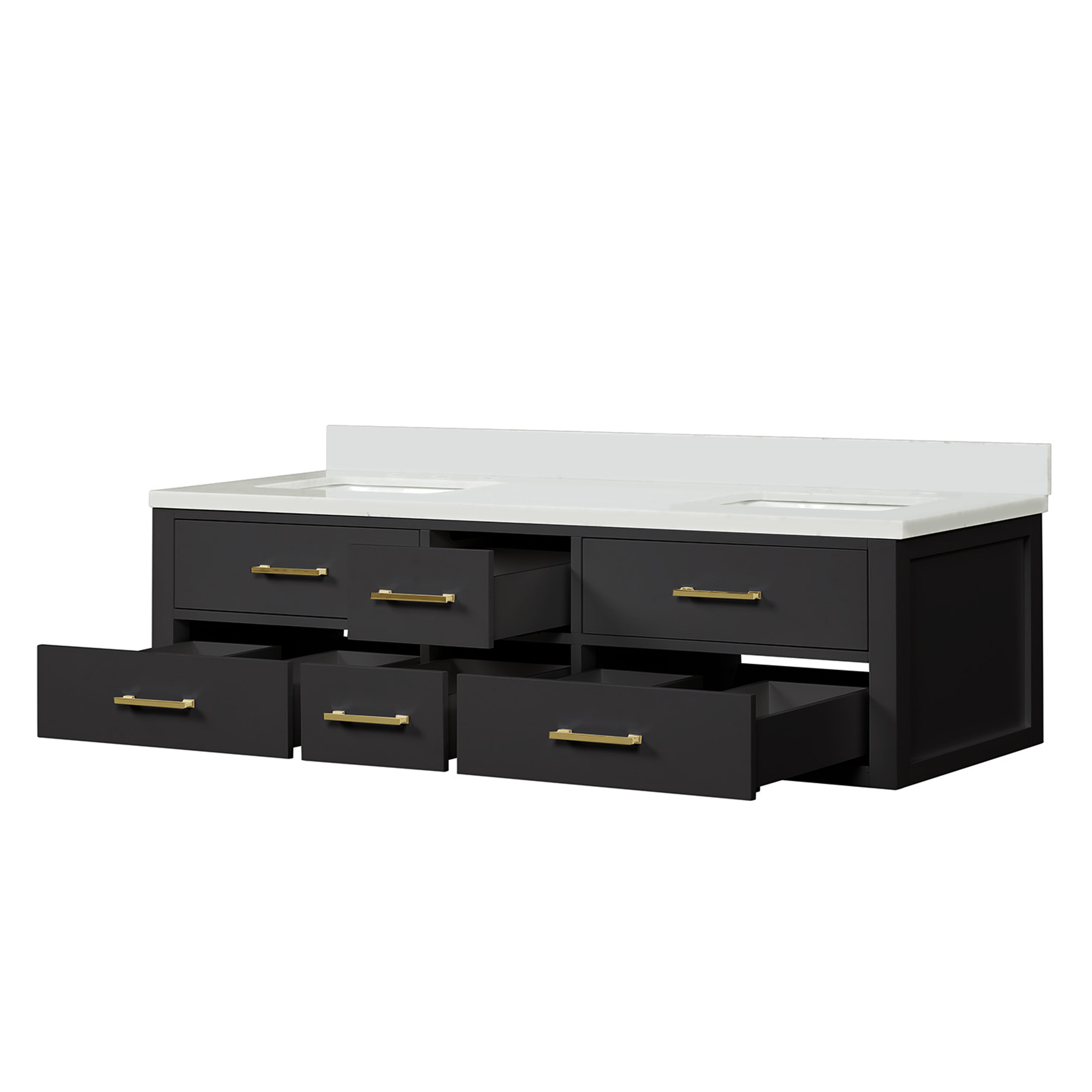 Castor 72 in W x 22 in D Black Double Bath Vanity