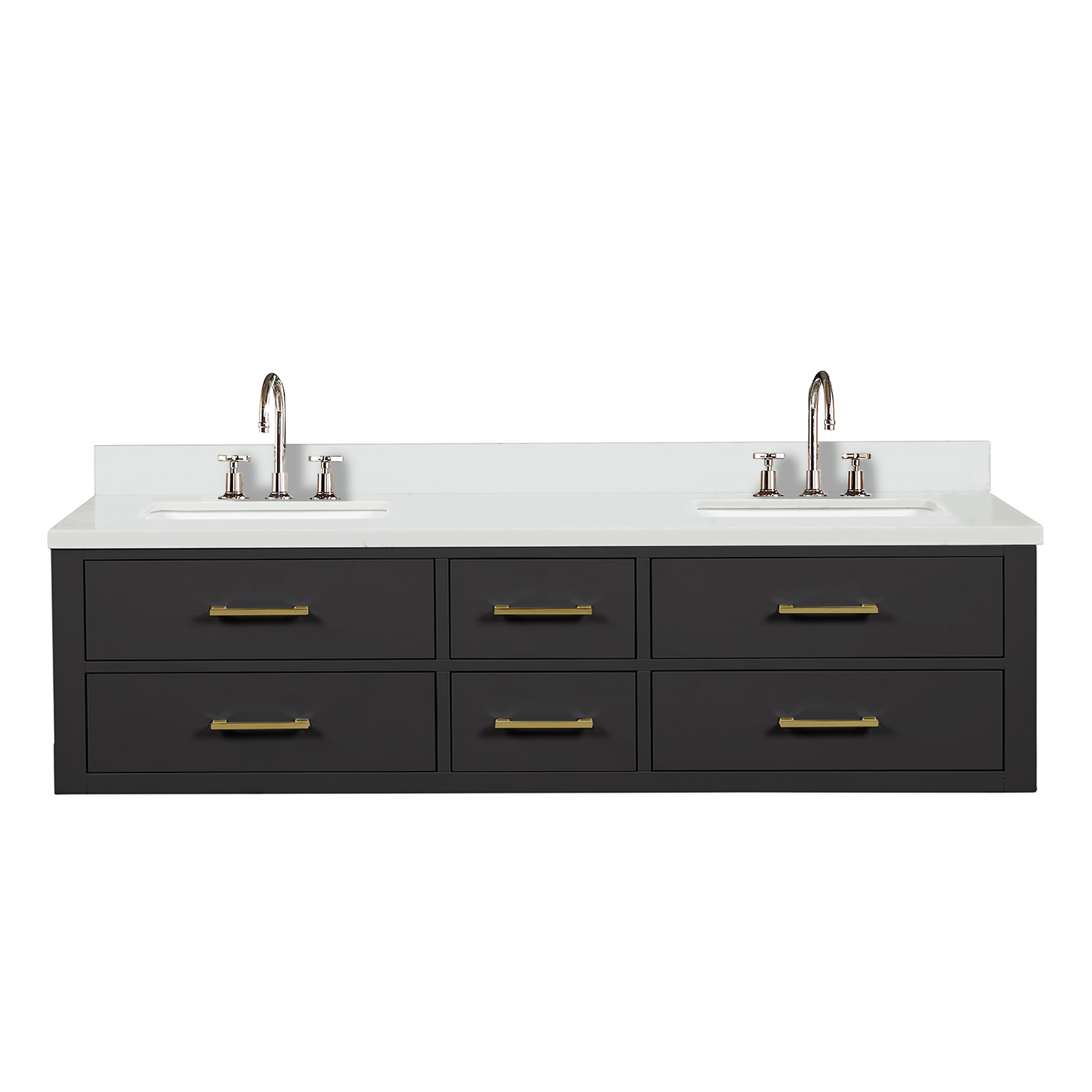 Castor 72 in W x 22 in D Black Double Bath Vanity