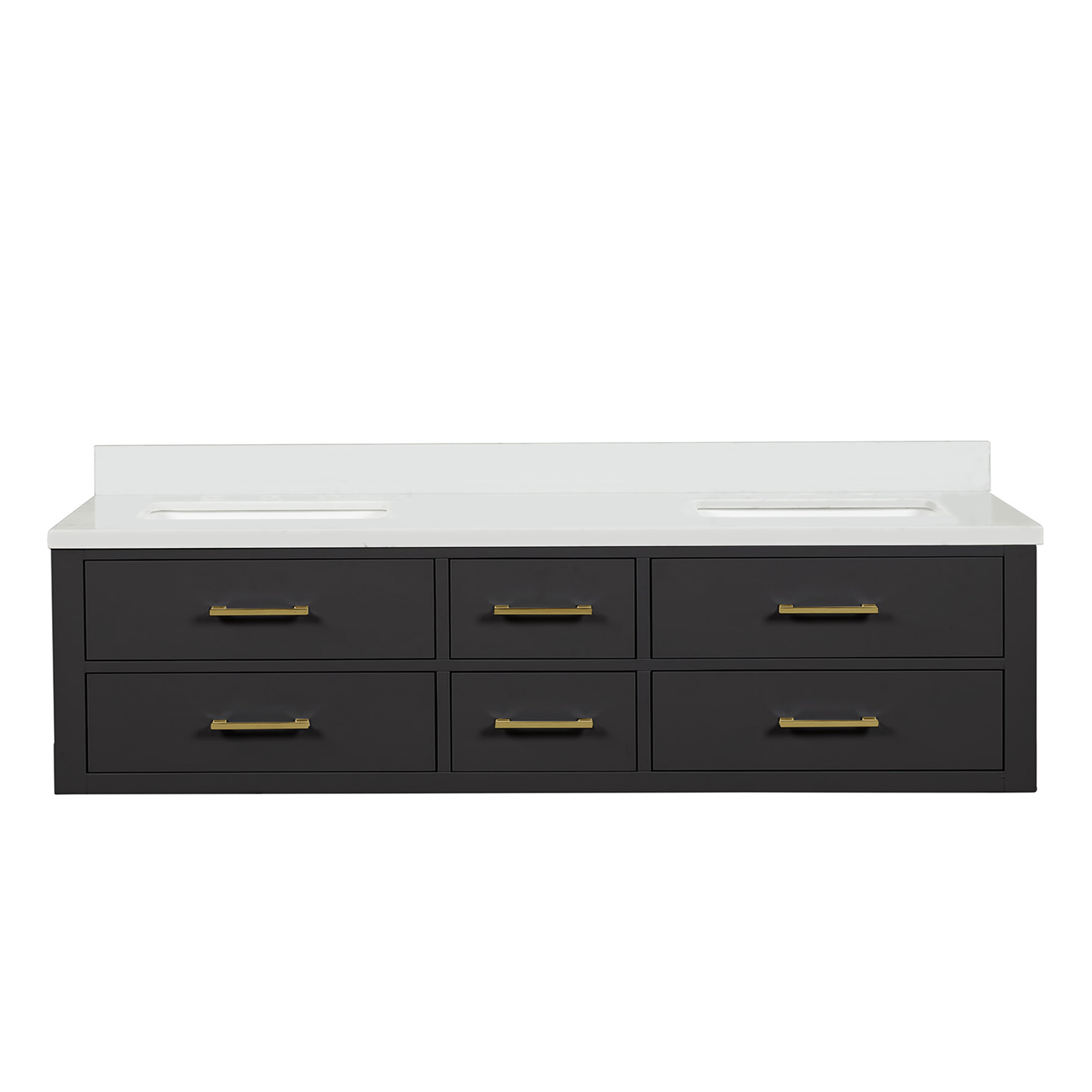 Castor 72 in W x 22 in D Black Double Bath Vanity