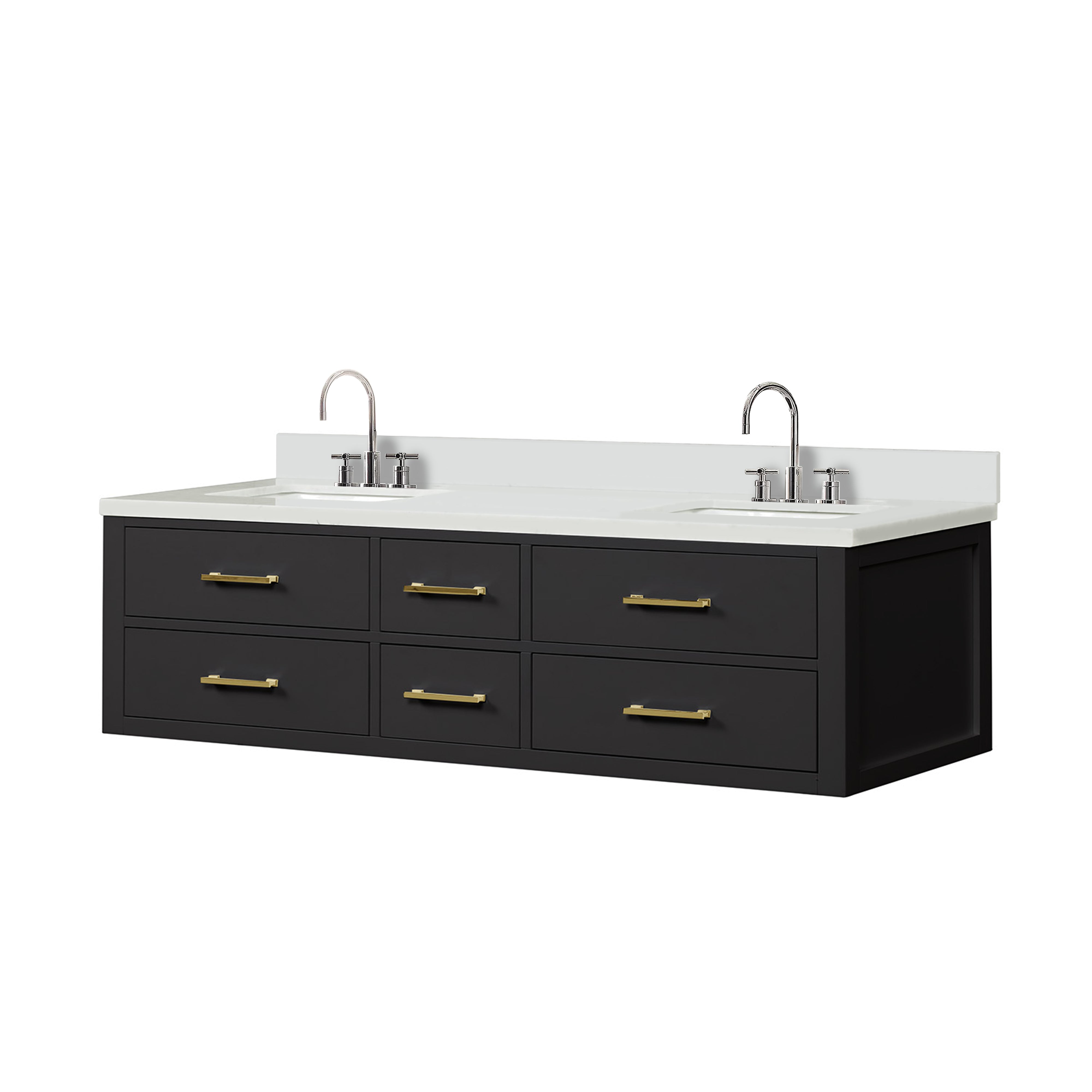 Castor 72 in W x 22 in D Black Double Bath Vanity