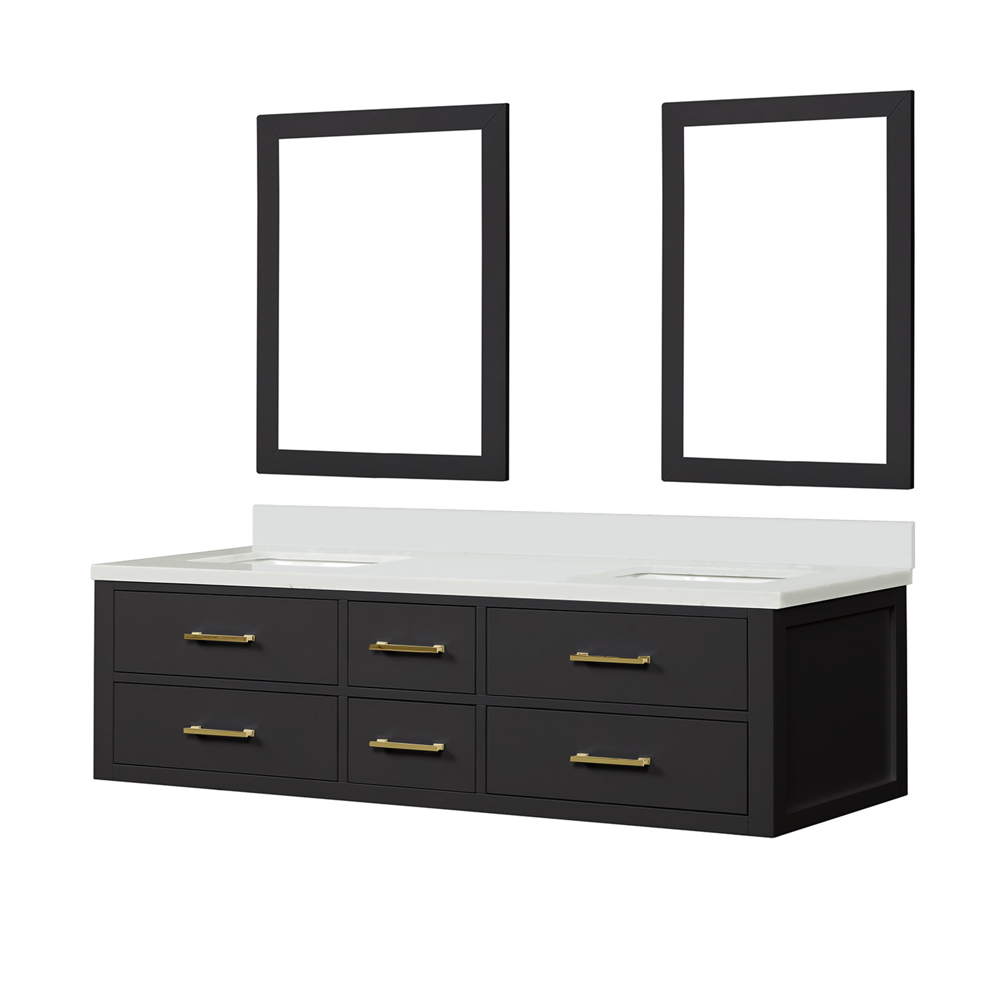 Castor 72 in W x 22 in D Black Double Bath Vanity
