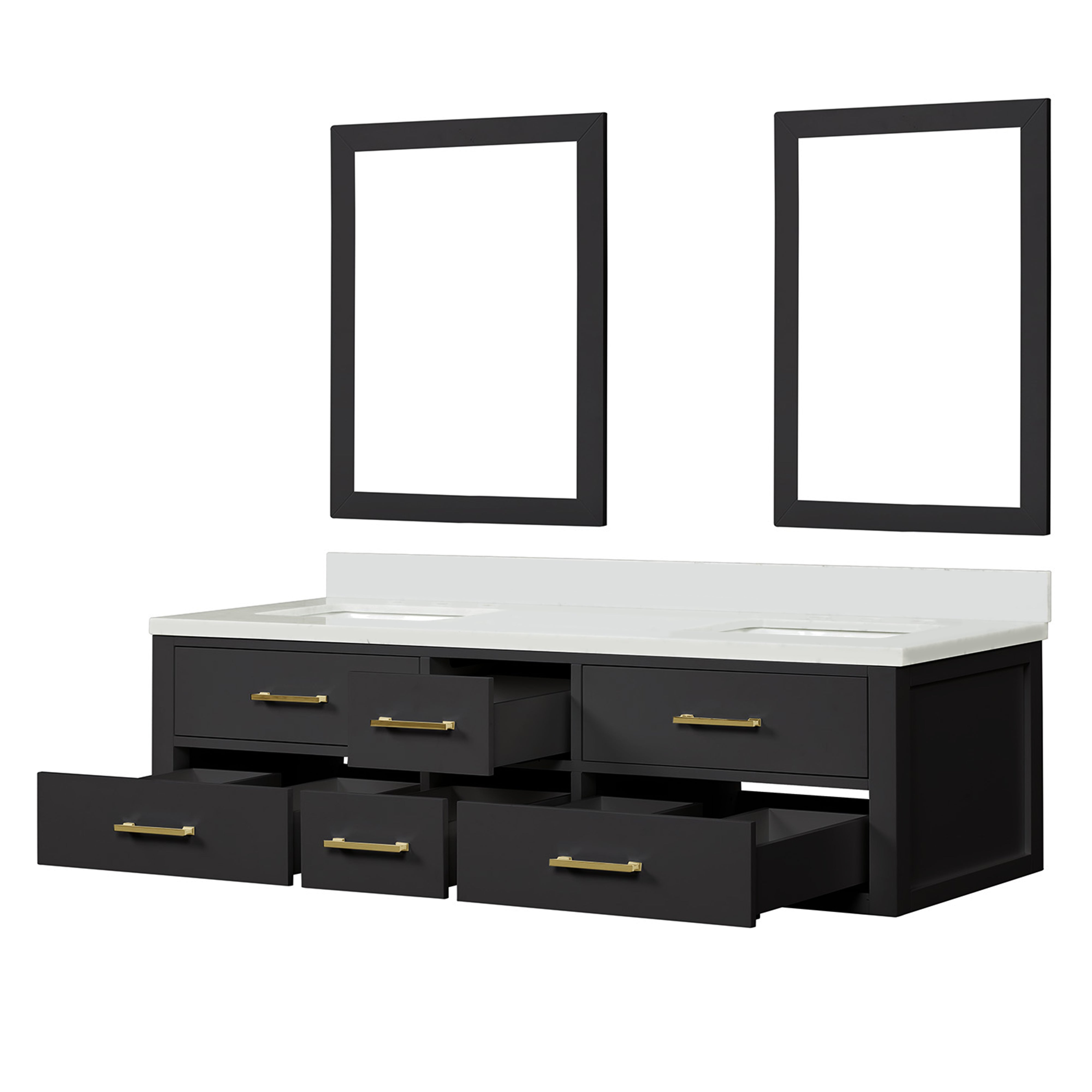 Castor 72 in W x 22 in D Black Double Bath Vanity