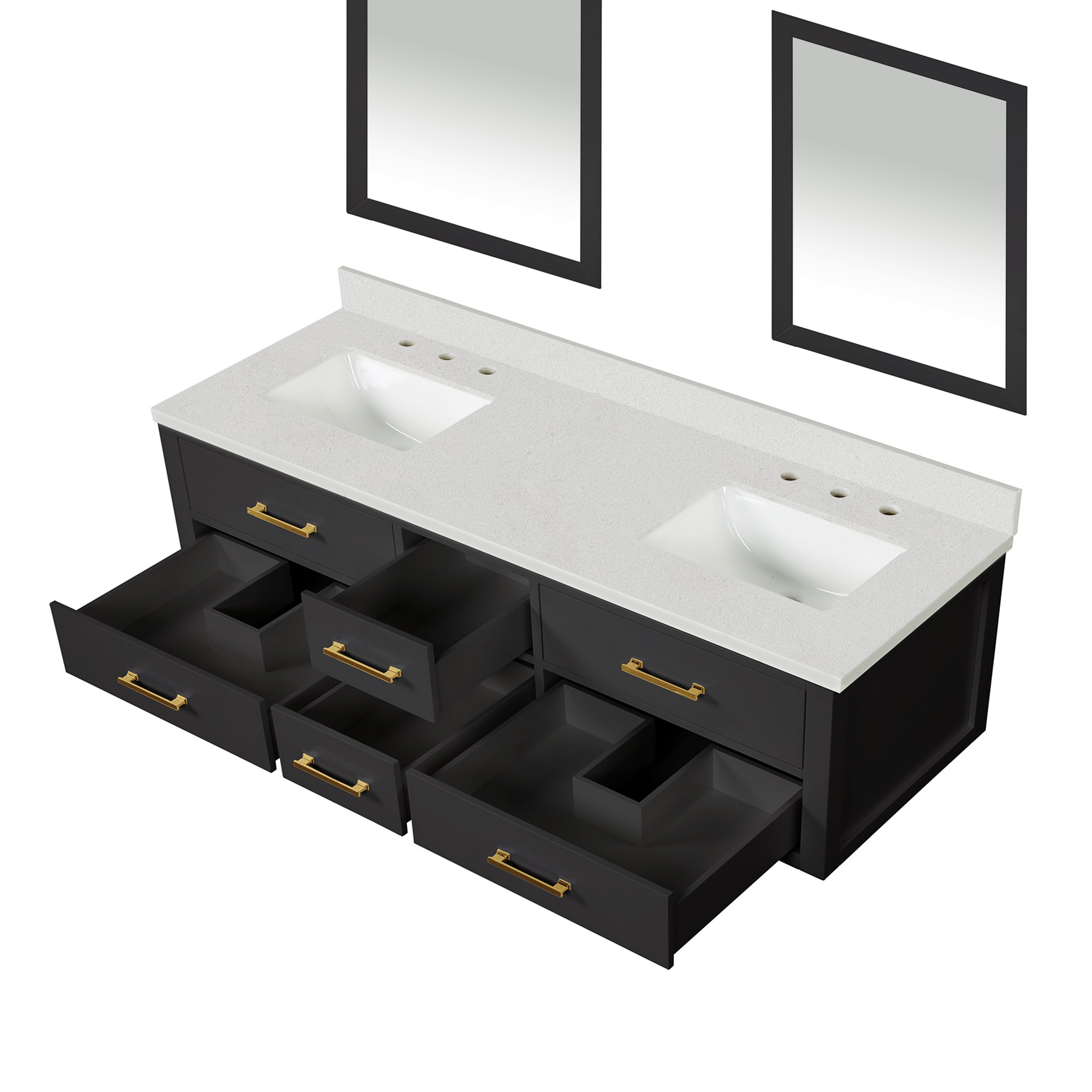 Castor 72 in W x 22 in D Black Double Bath Vanity