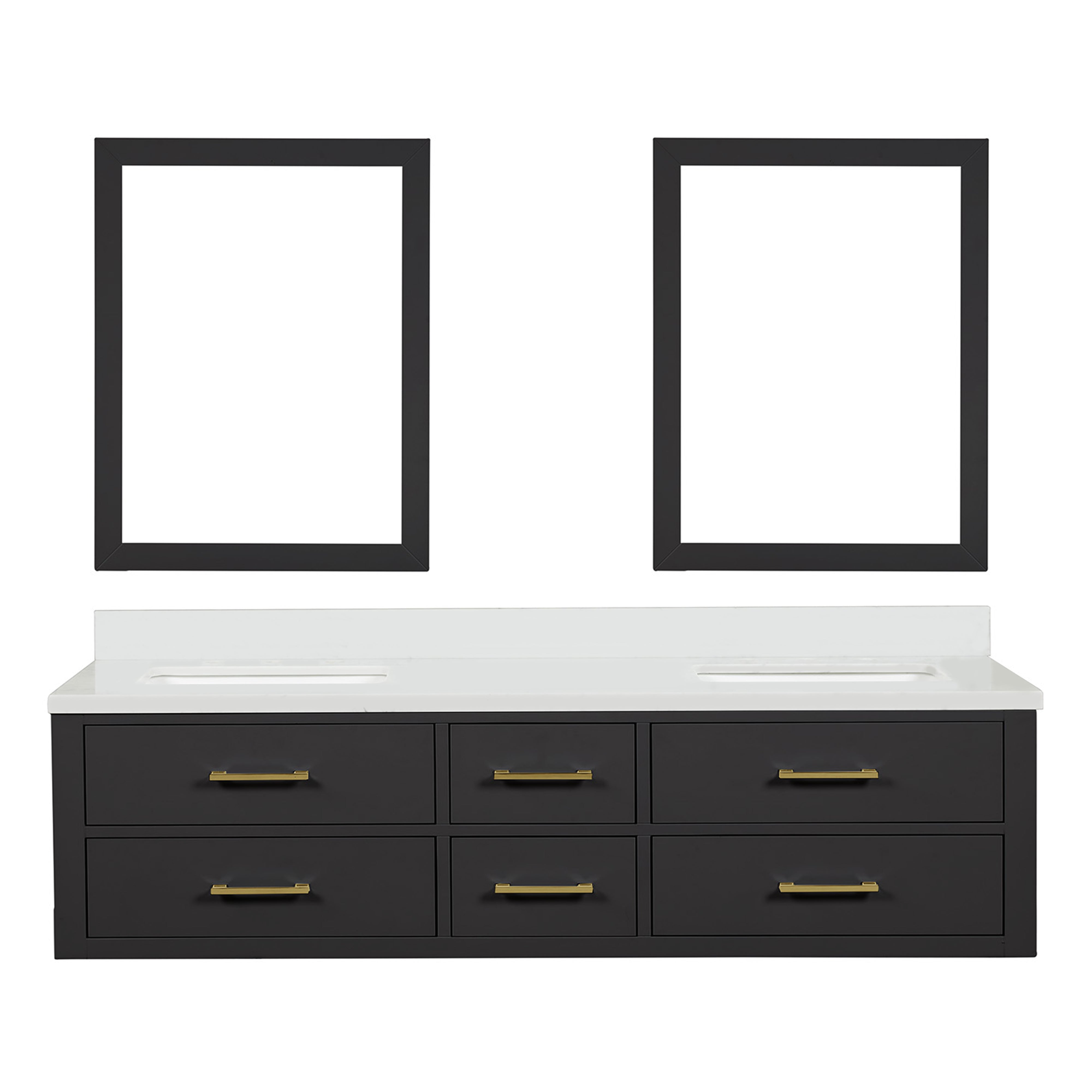 Castor 72 in W x 22 in D Black Double Bath Vanity