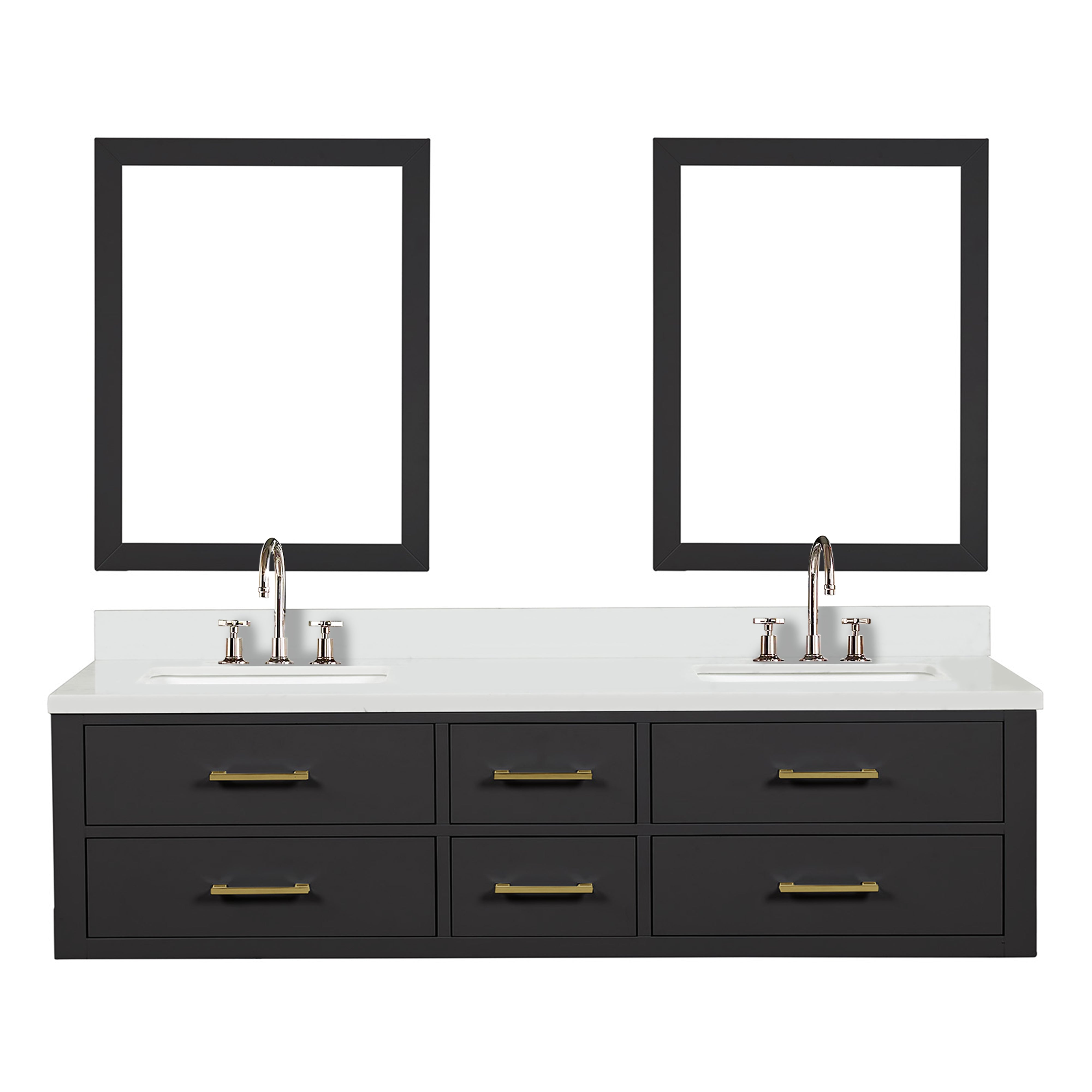 Castor 72 in W x 22 in D Black Double Bath Vanity