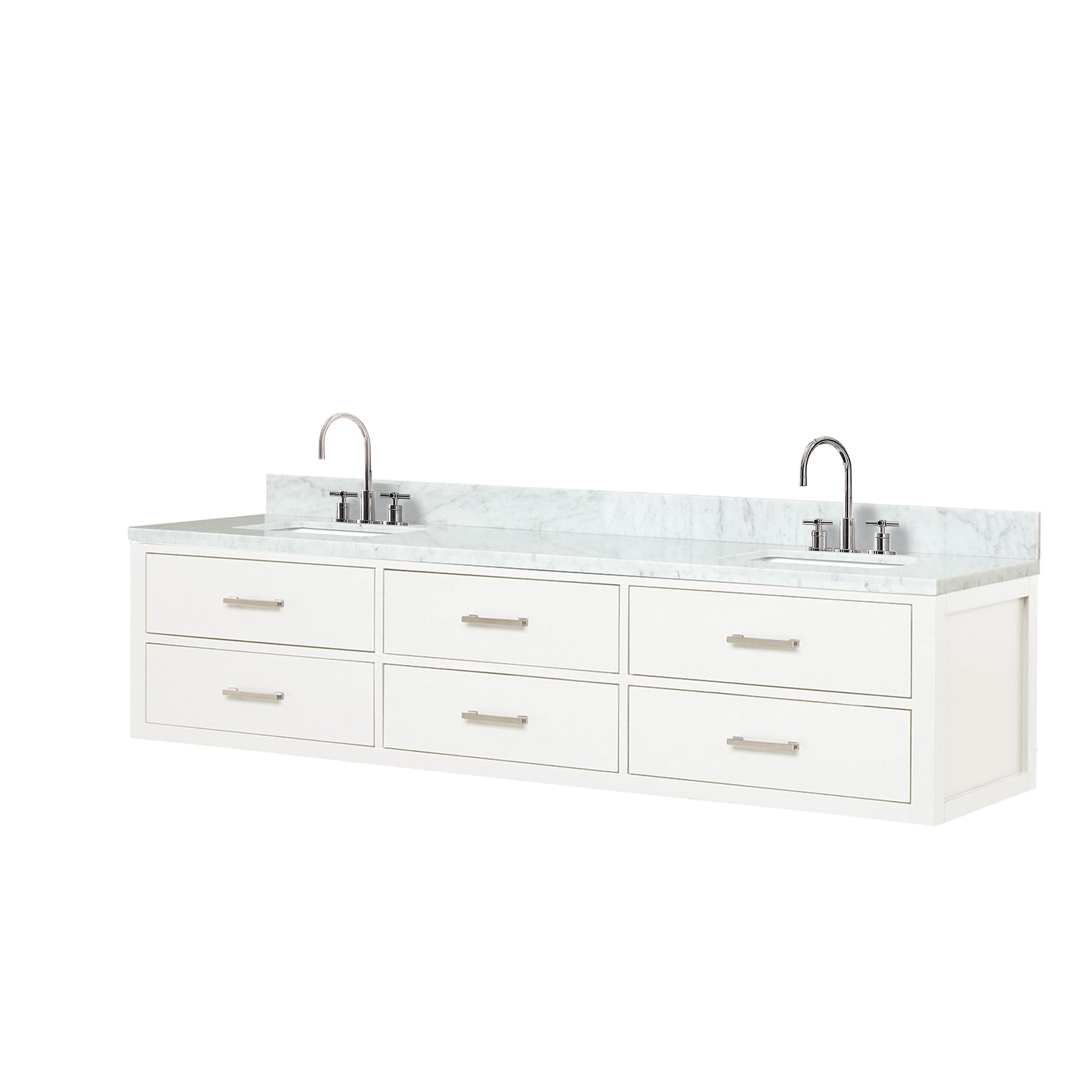 Castor 80 in W x 22 in D White Double Bath Vanity