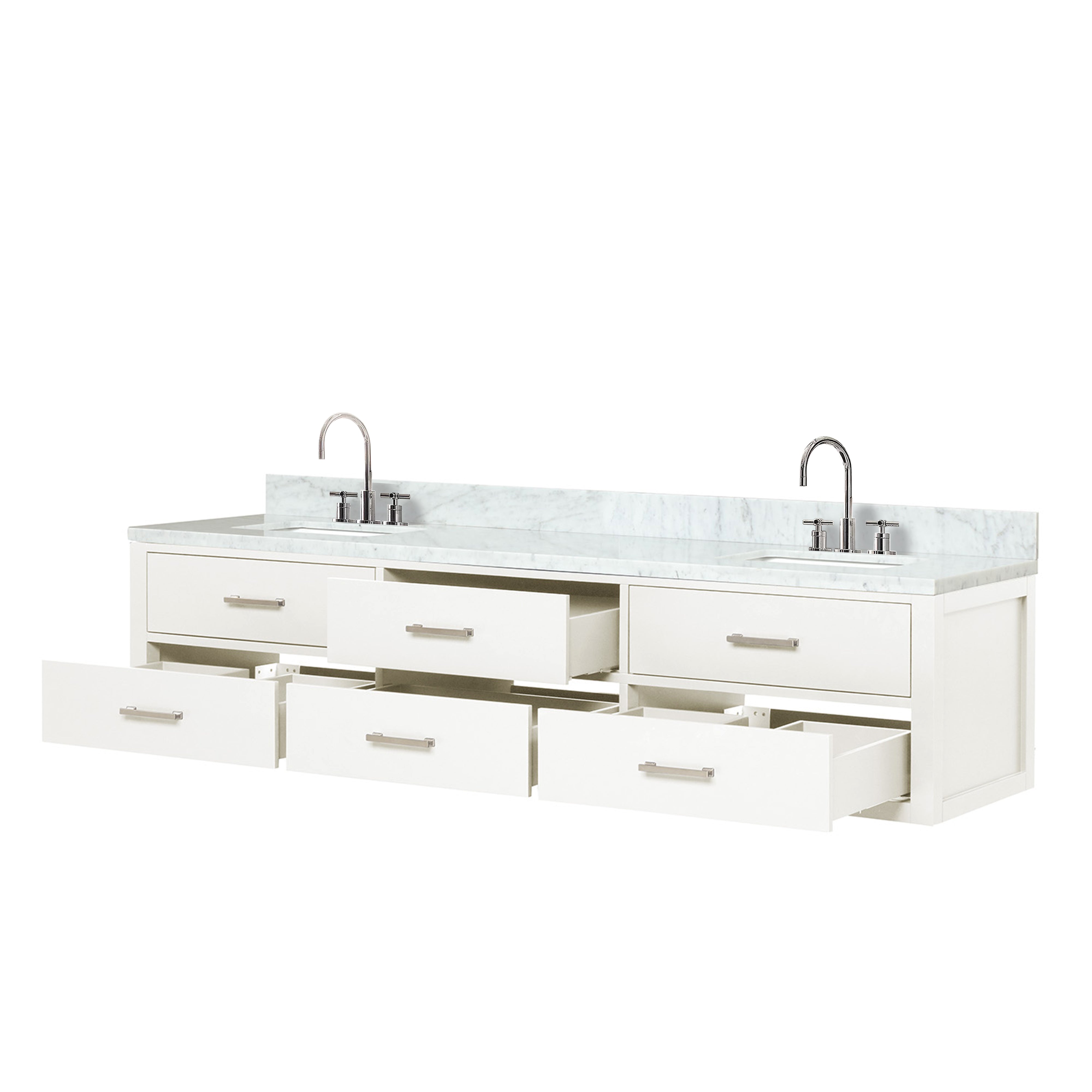 Castor 80 in W x 22 in D White Double Bath Vanity