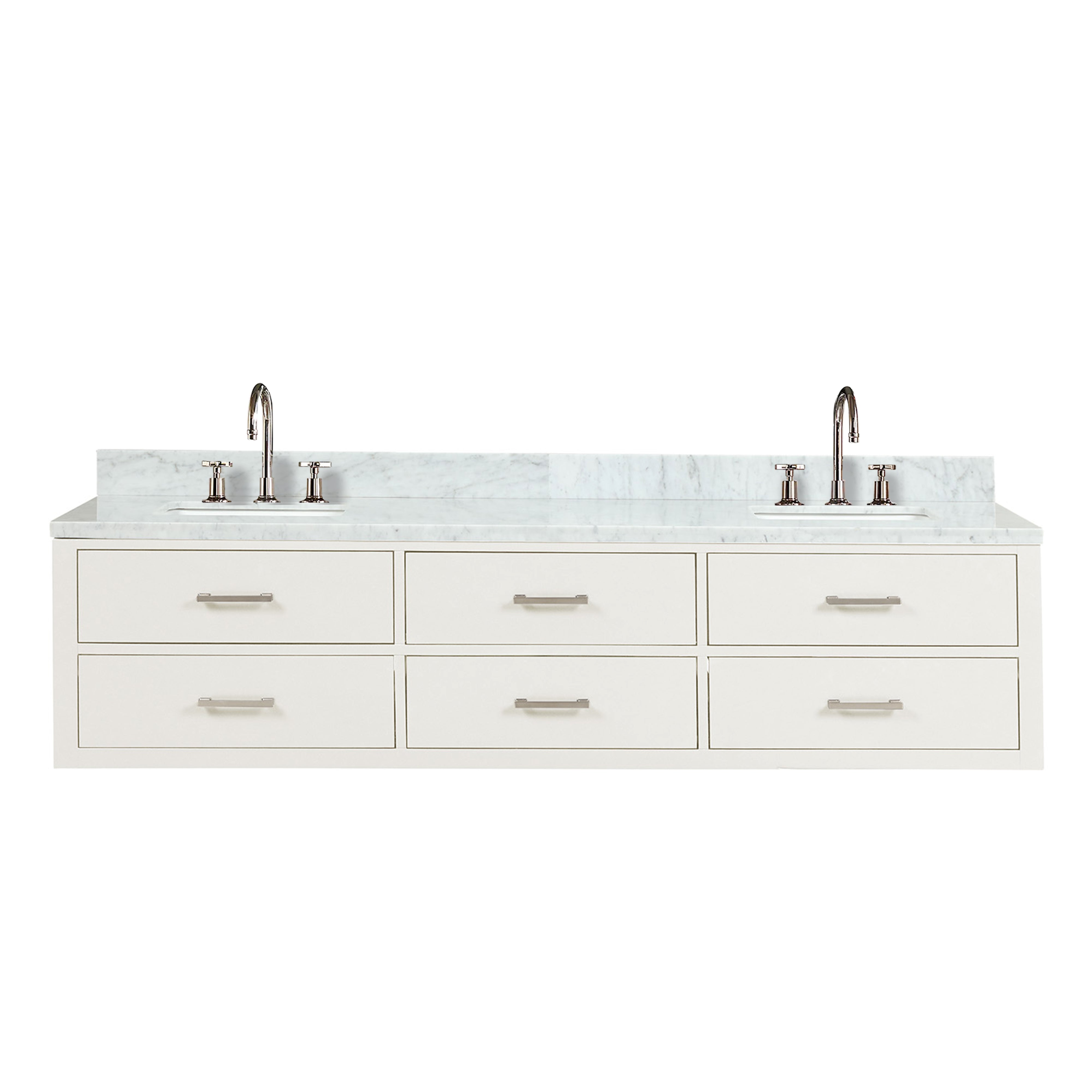 Castor 80 in W x 22 in D White Double Bath Vanity