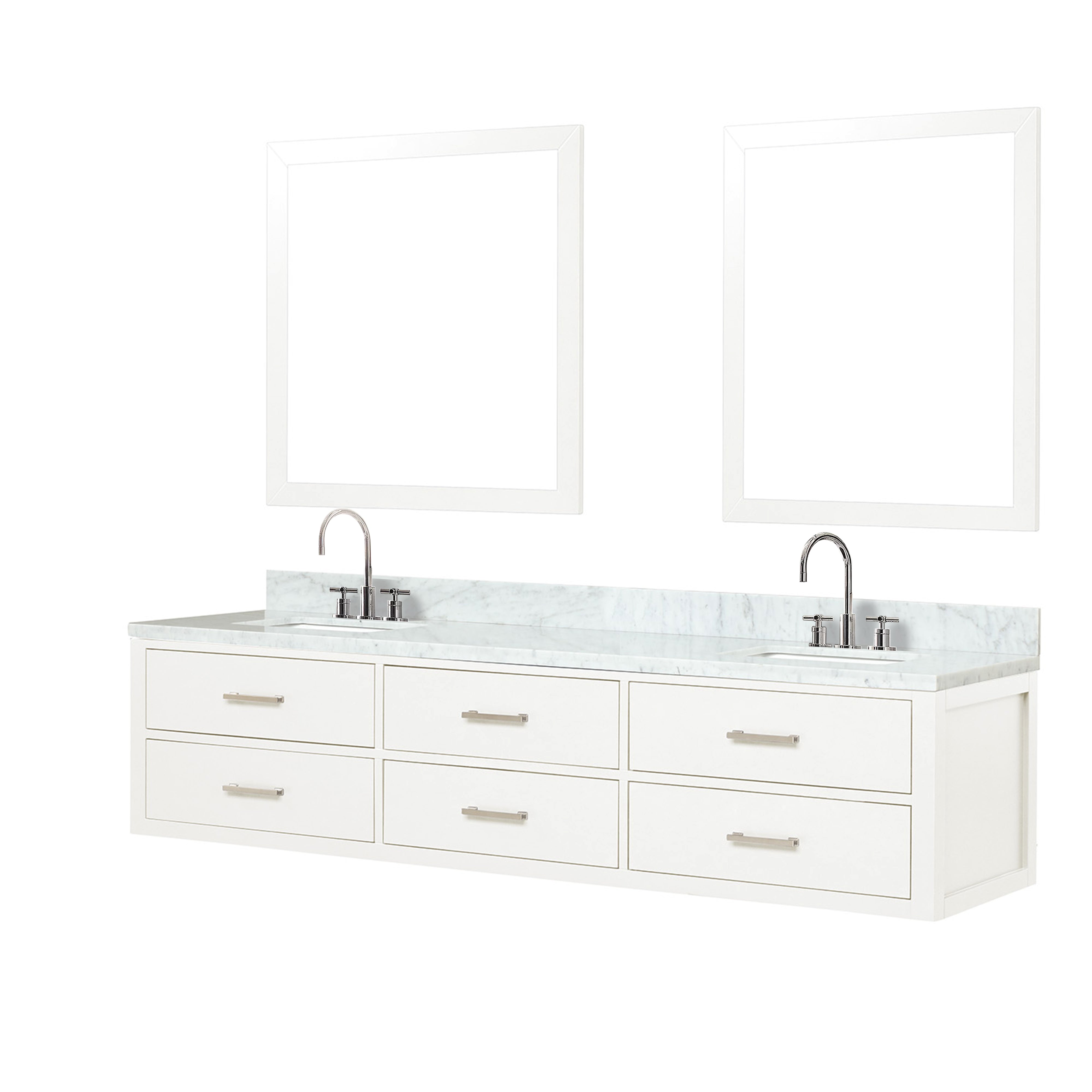Castor 80 in W x 22 in D White Double Bath Vanity