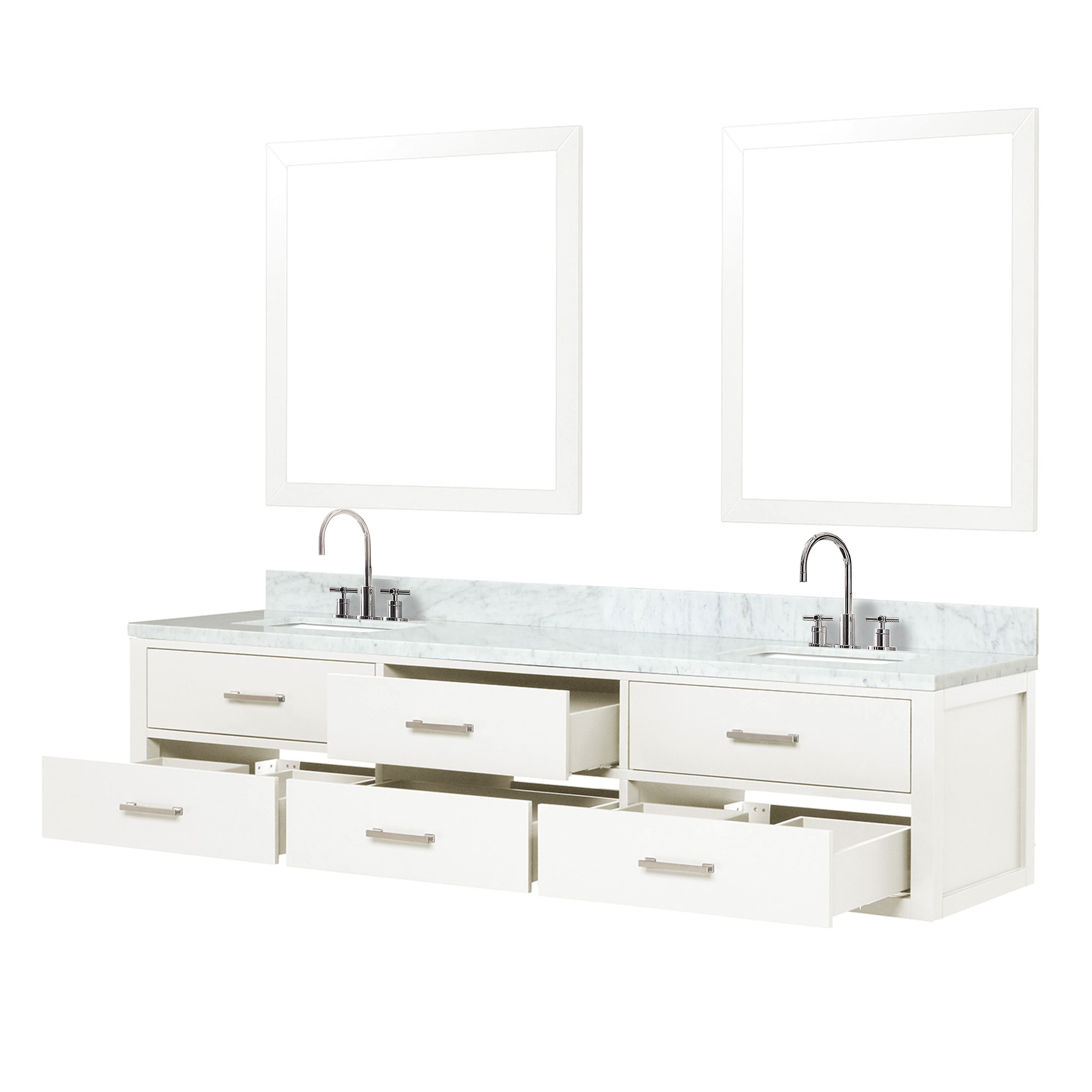 Castor 80 in W x 22 in D White Double Bath Vanity