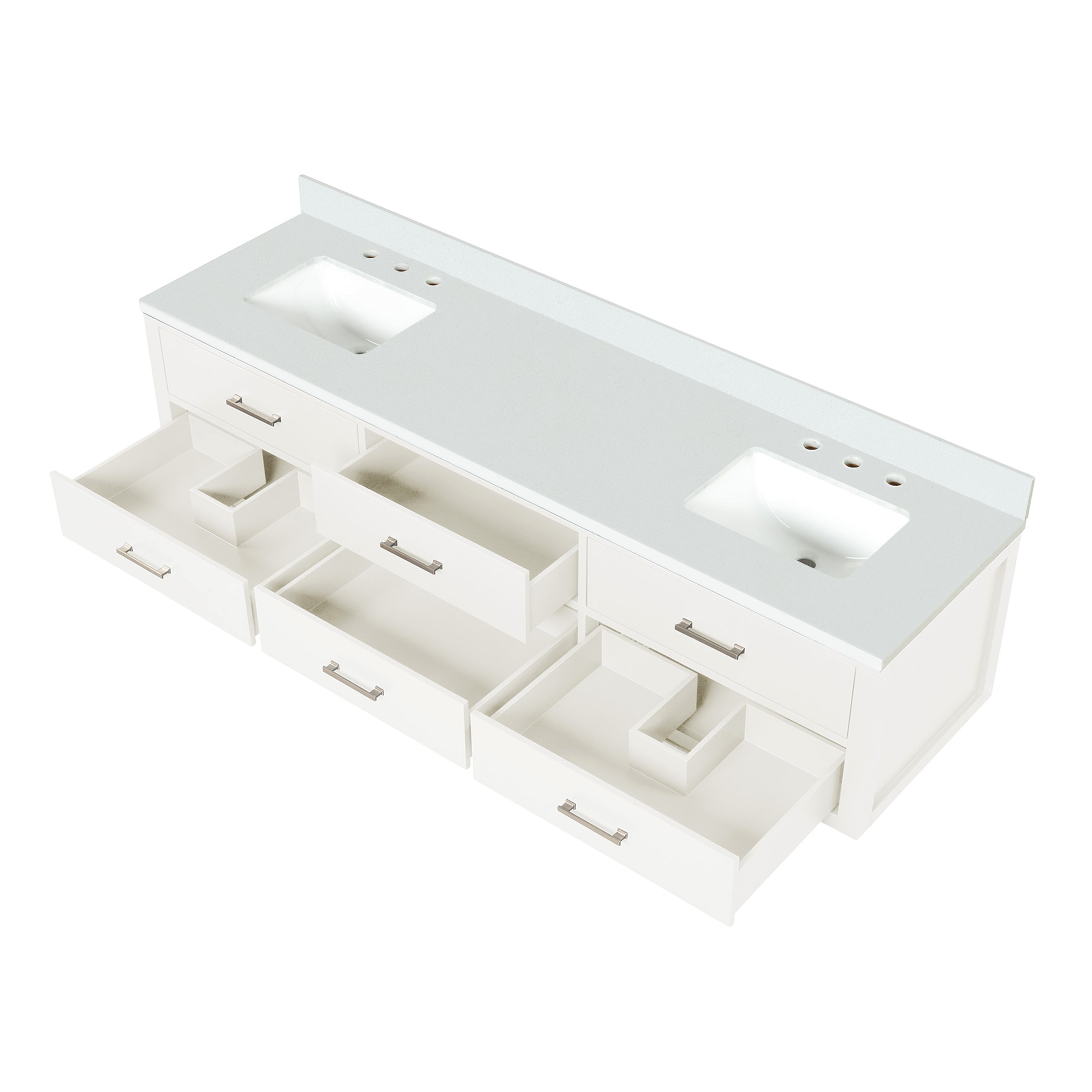 Castor 80 in W x 22 in D White Double Bath Vanity