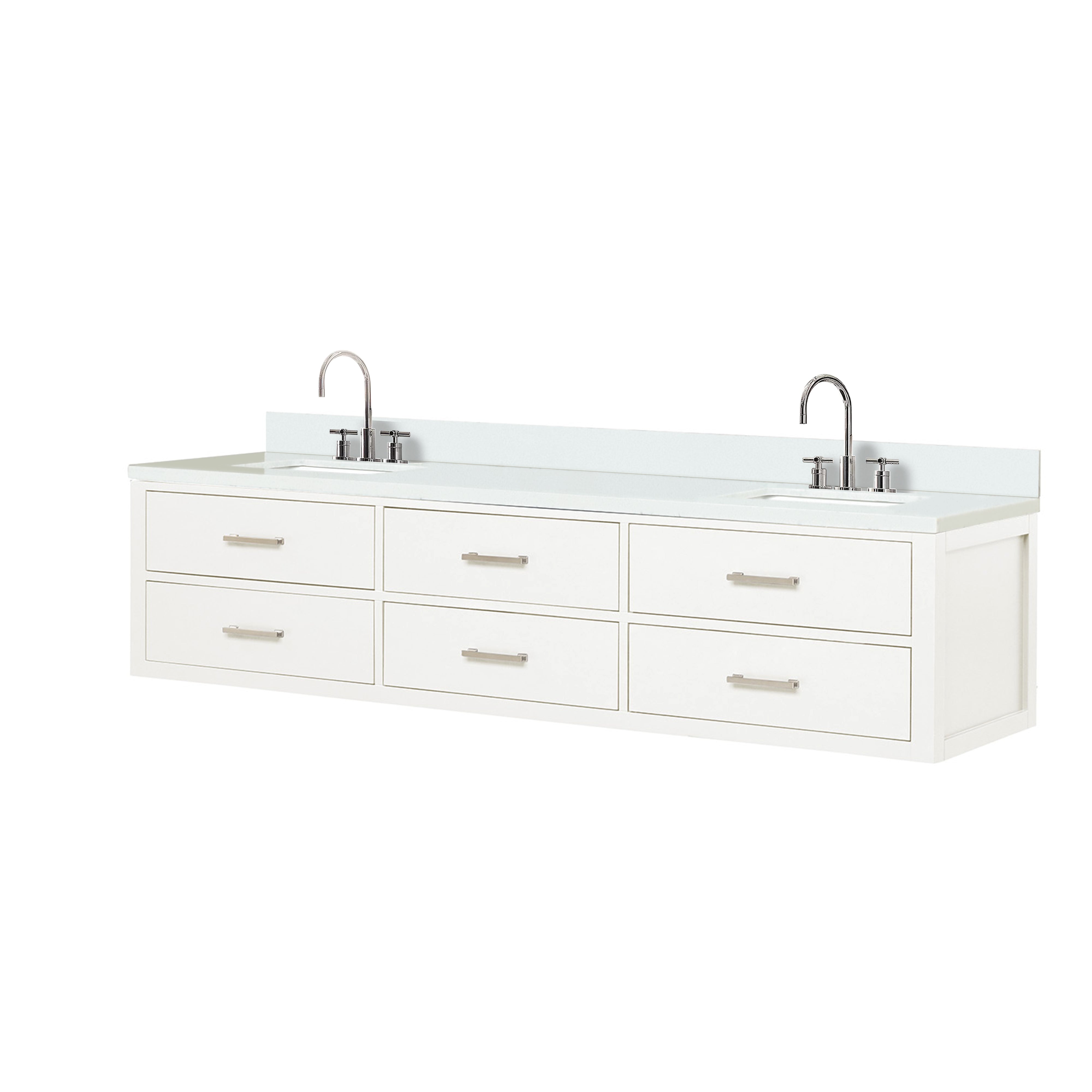 Castor 80 in W x 22 in D White Double Bath Vanity