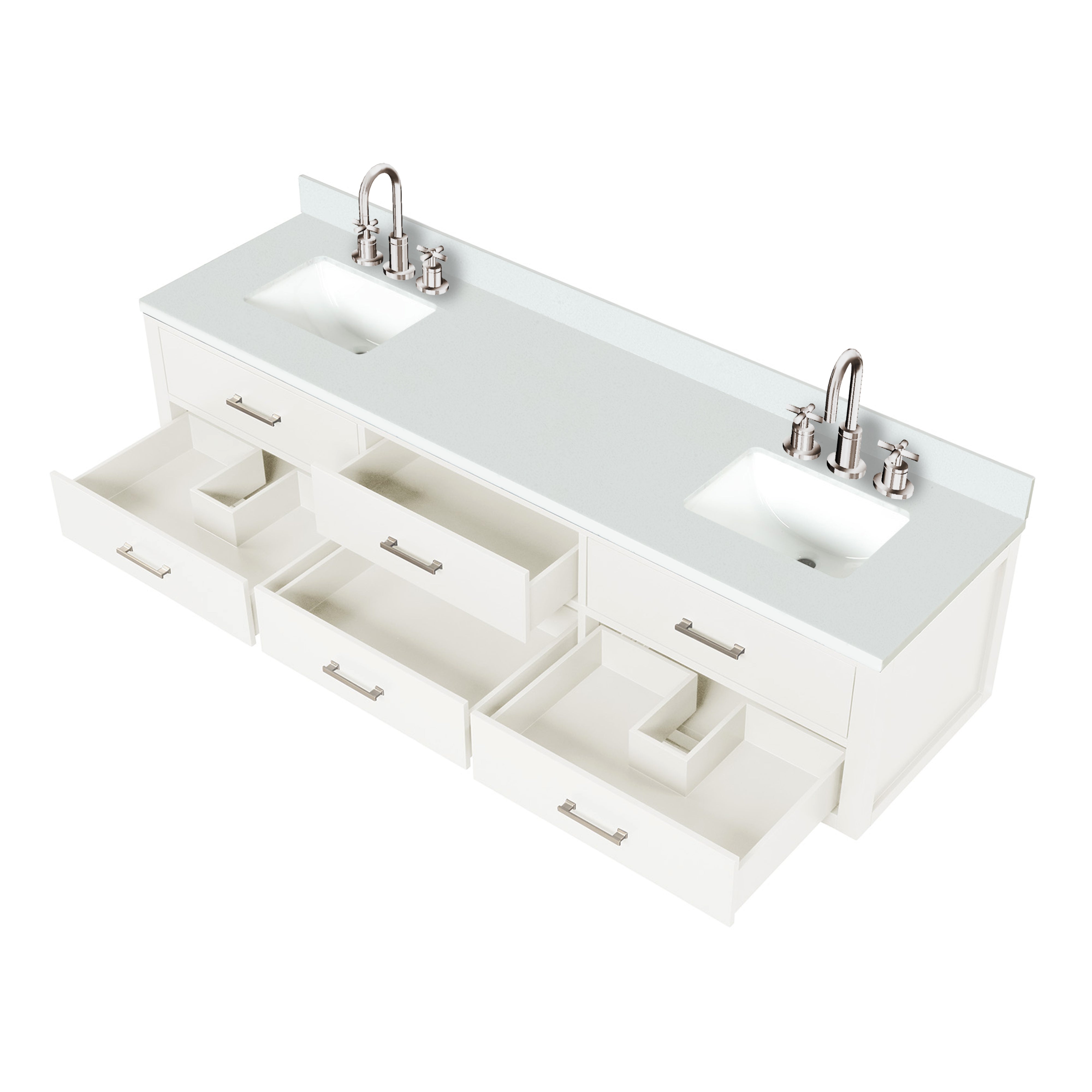 Castor 80 in W x 22 in D White Double Bath Vanity