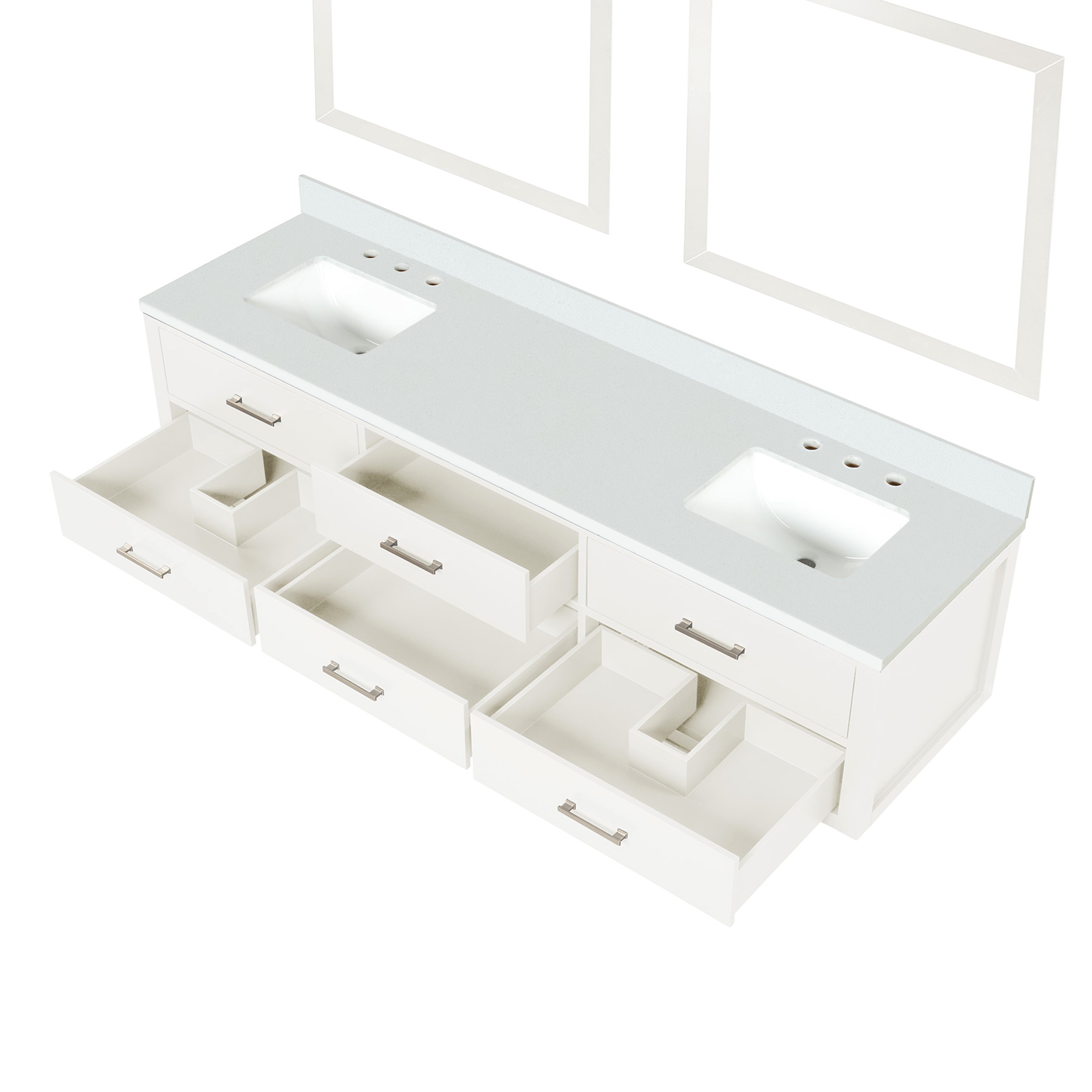Castor 80 in W x 22 in D White Double Bath Vanity