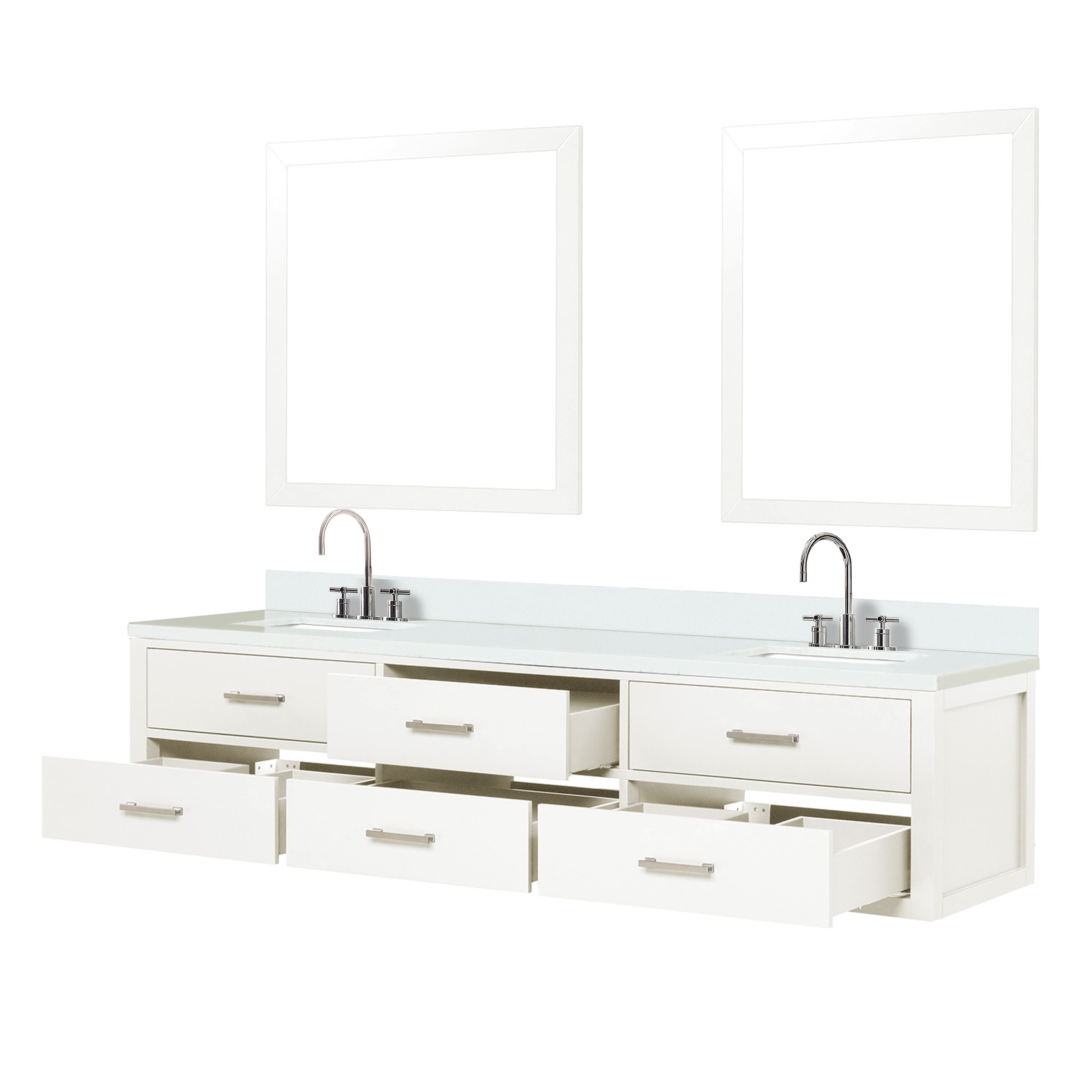 Castor 80 in W x 22 in D White Double Bath Vanity