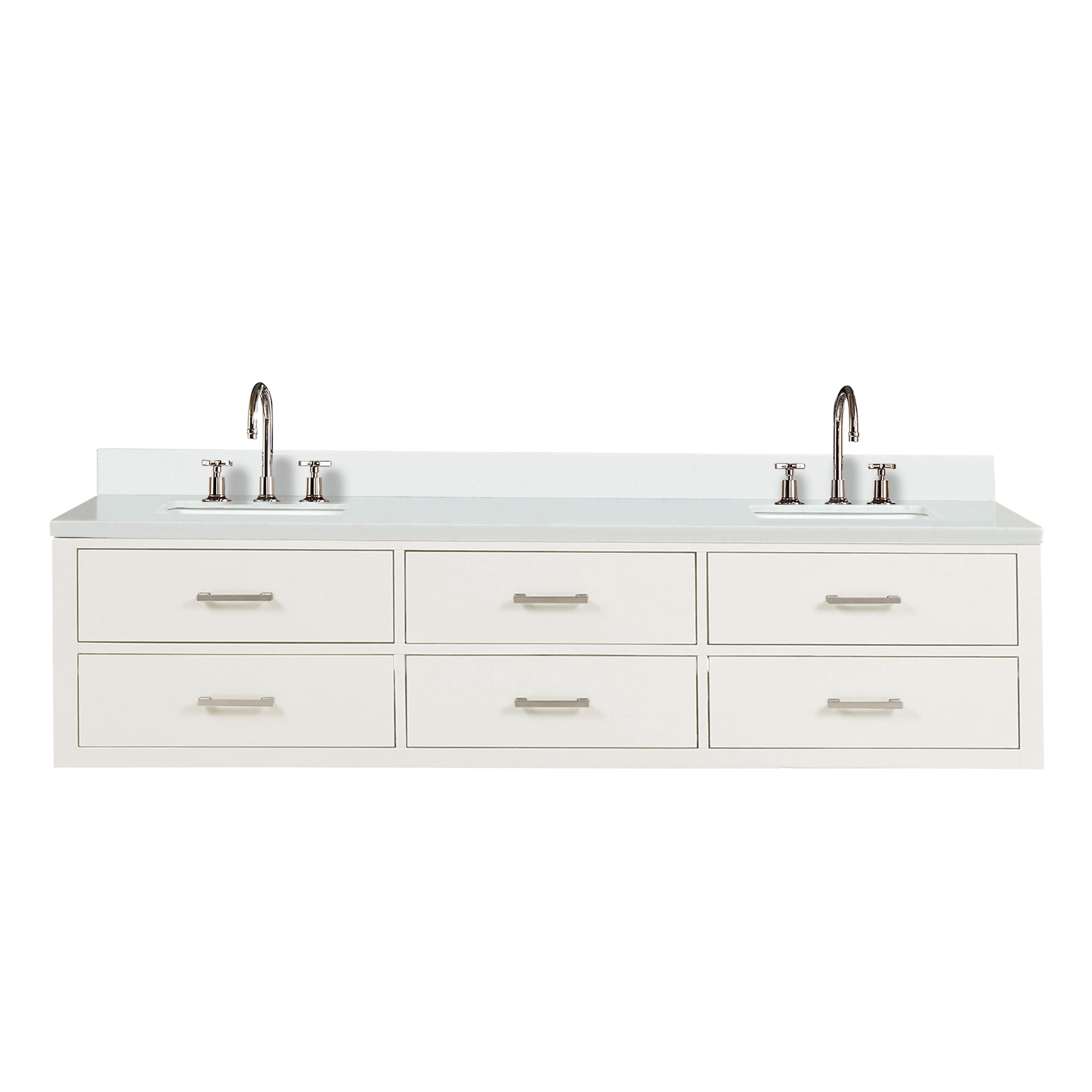 Castor 80 in W x 22 in D White Double Bath Vanity